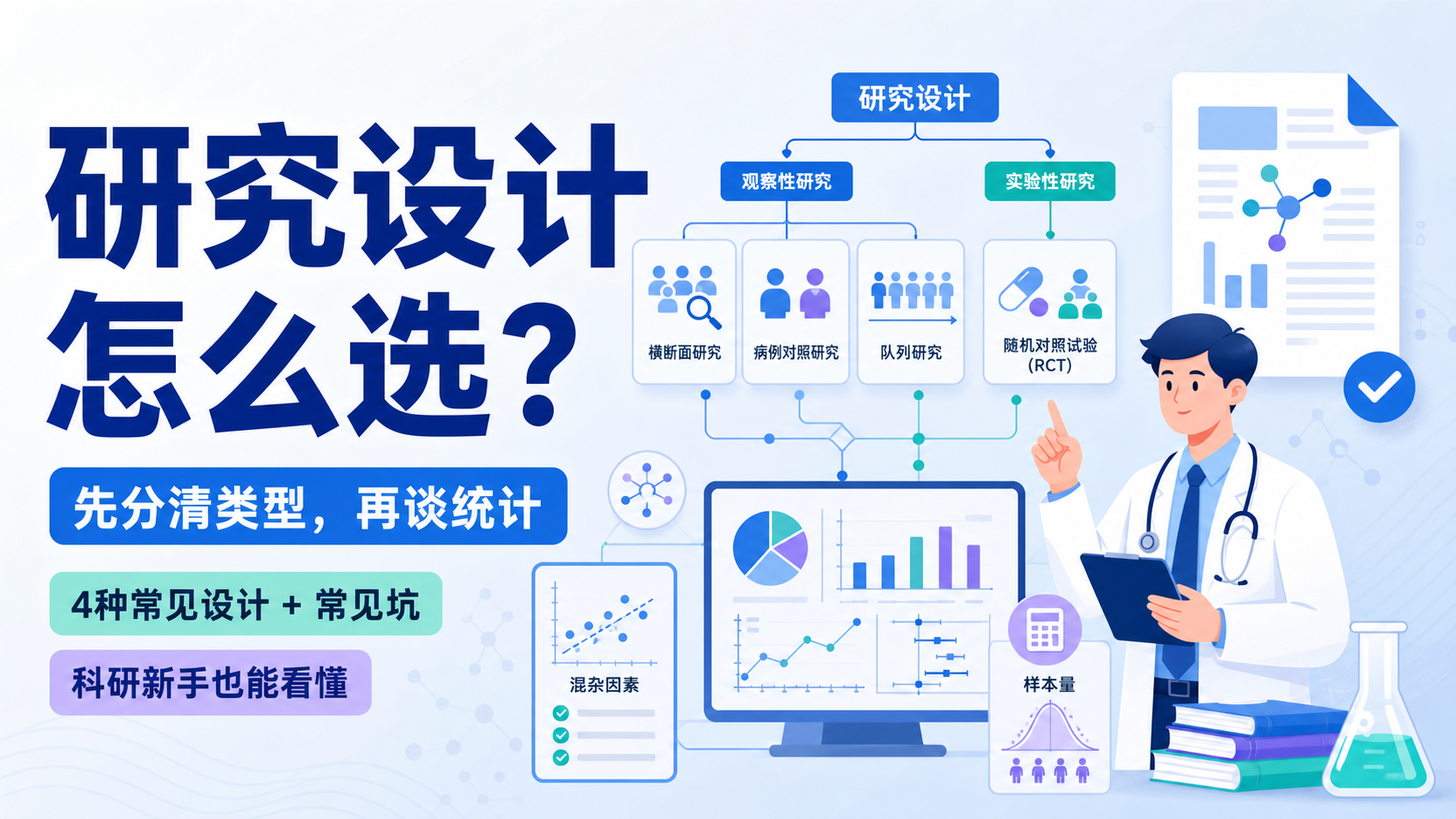 医学研究设计统计：4种设计怎么选？