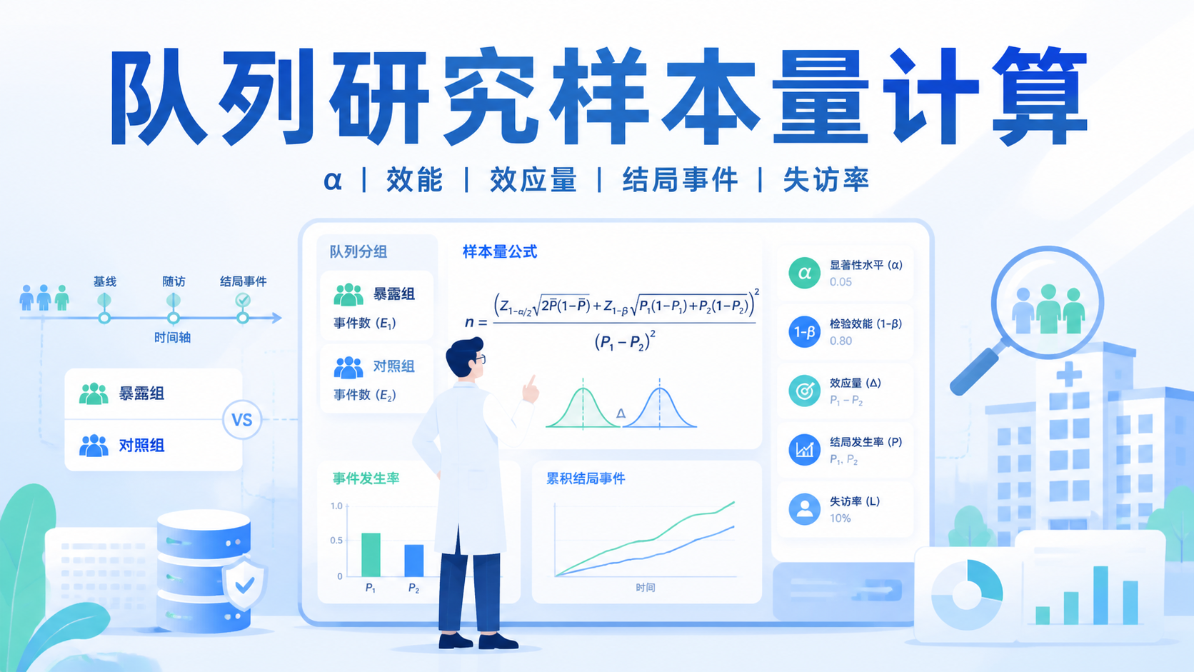 队列研究样本量计算公式：4个核心参数