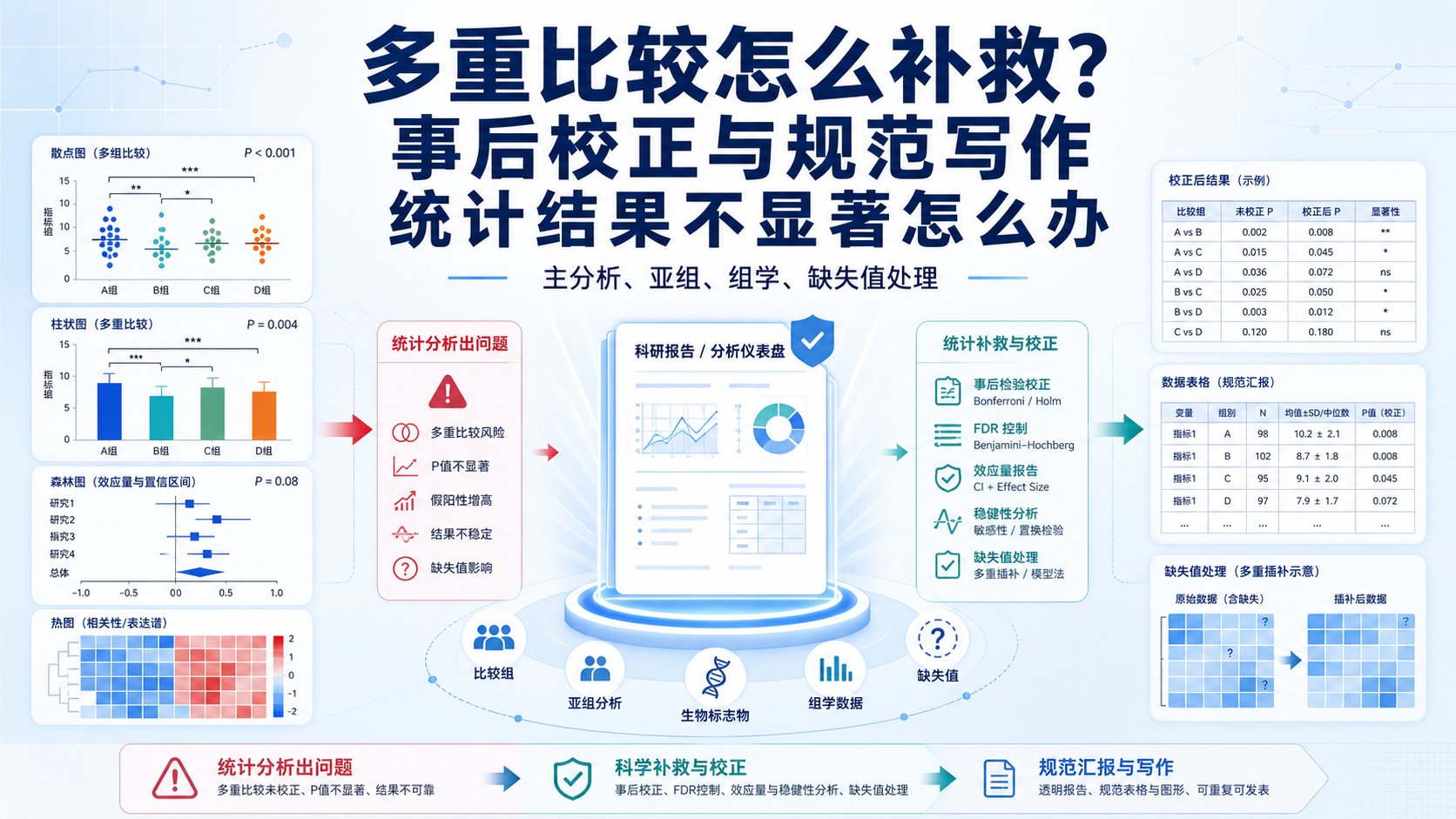 多重比较校正方法缺失研究如何补救？