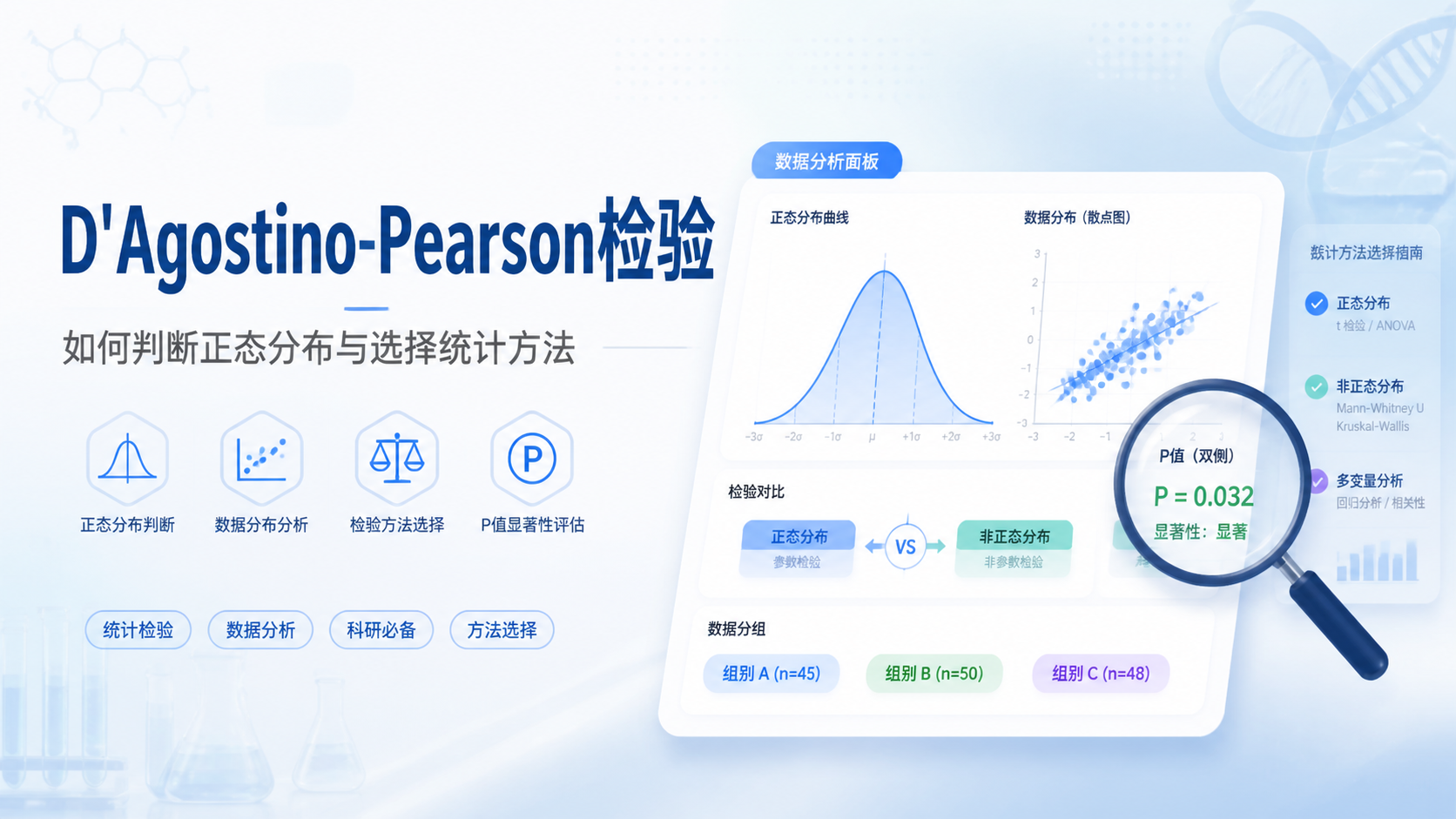 D'Agostino-Pearson检验怎么用？4类数据