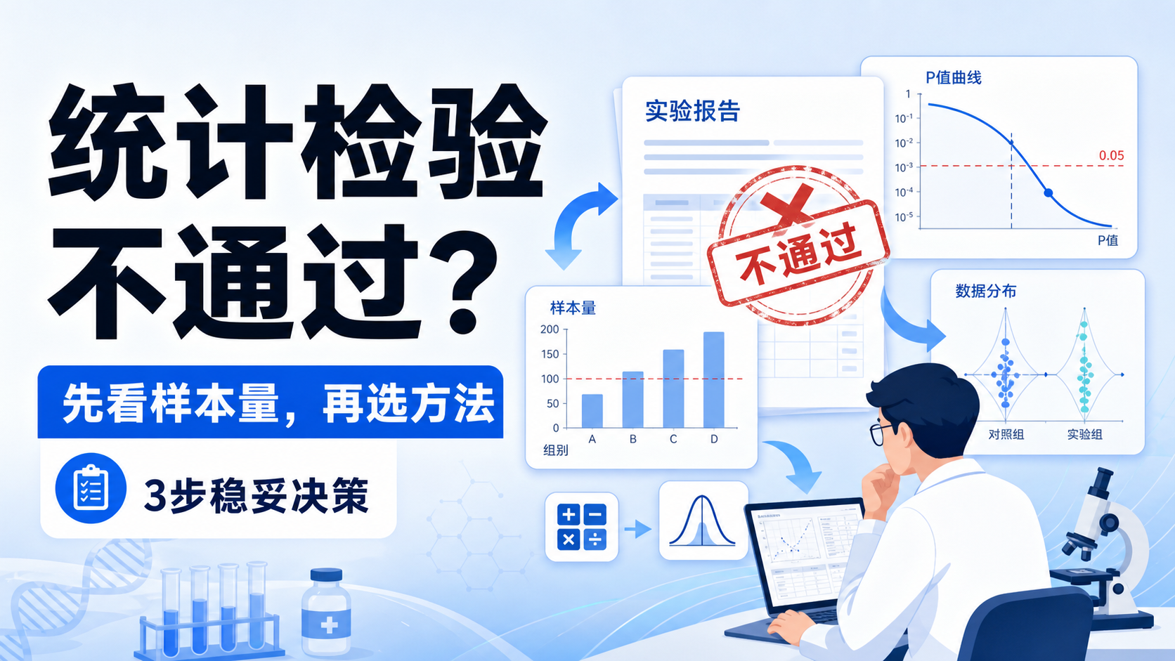 正态性检验不通过怎么办？3步严谨处理法