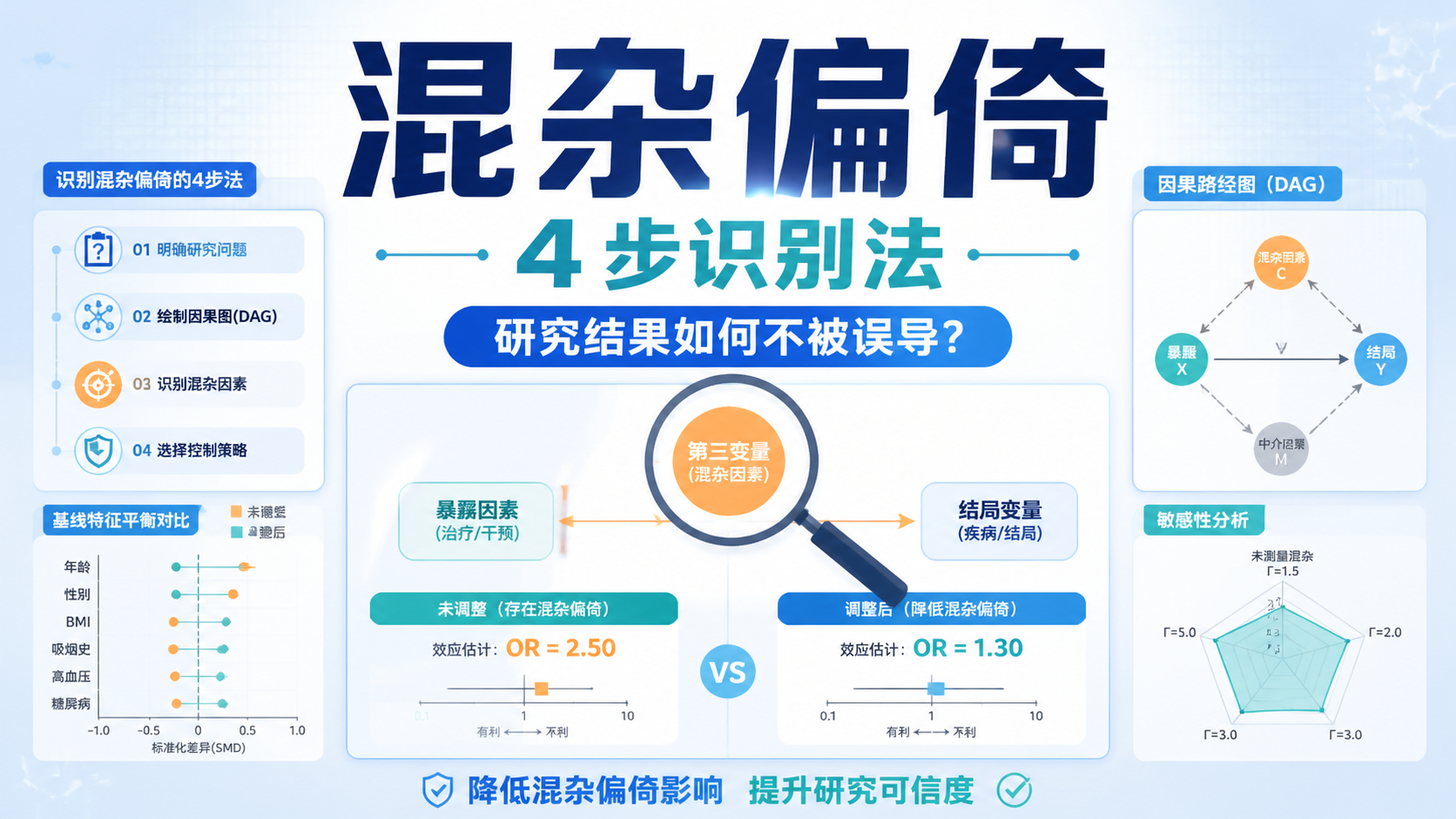 如何识别混杂偏倚？4步法详解