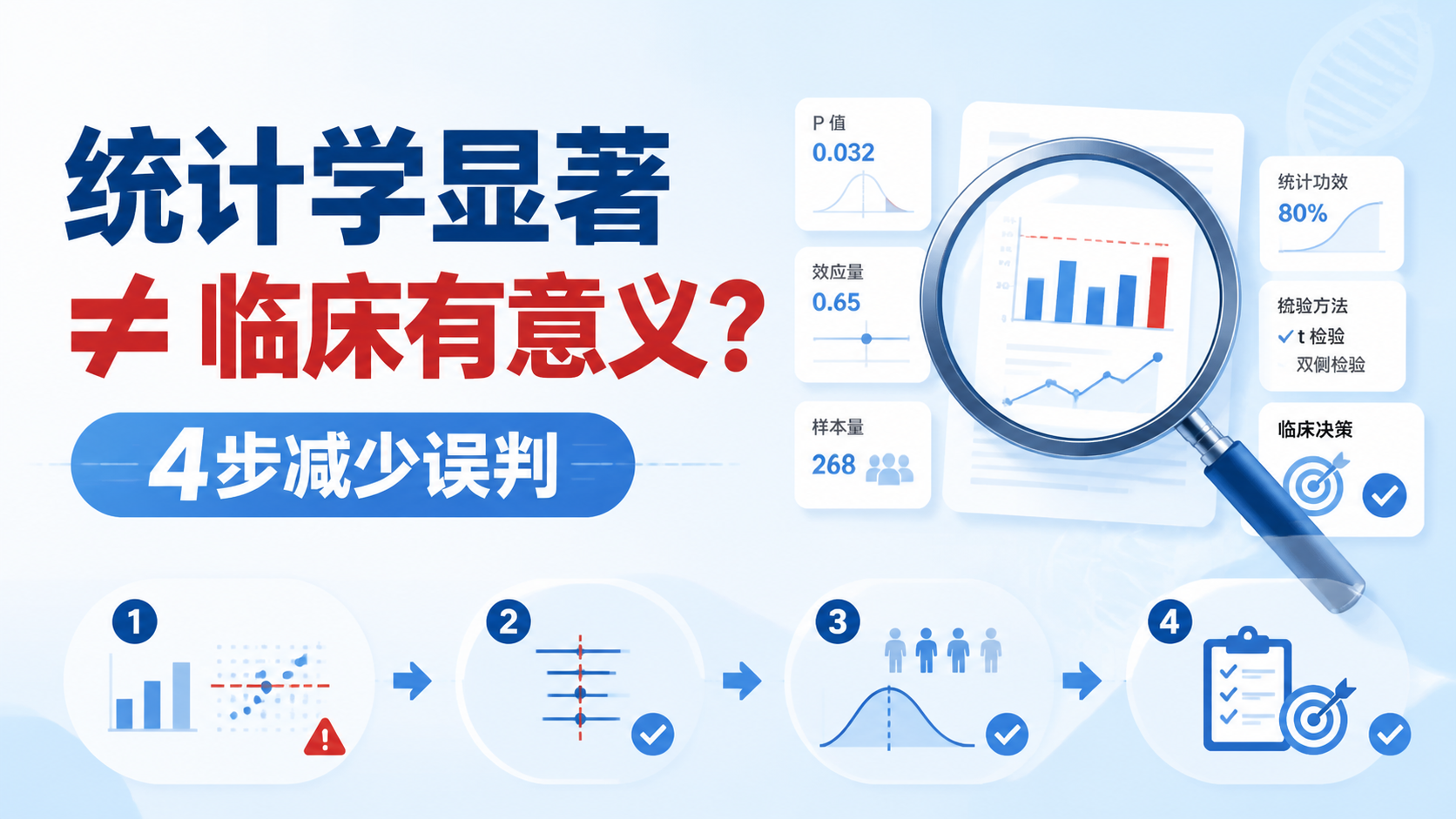 如何避免P值无统计学意义误判？4步