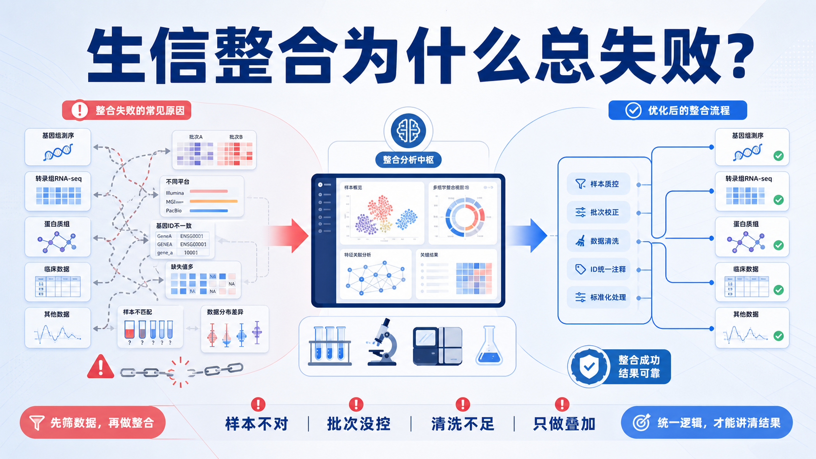 生信数据整合为什么总失败?4个原因解析