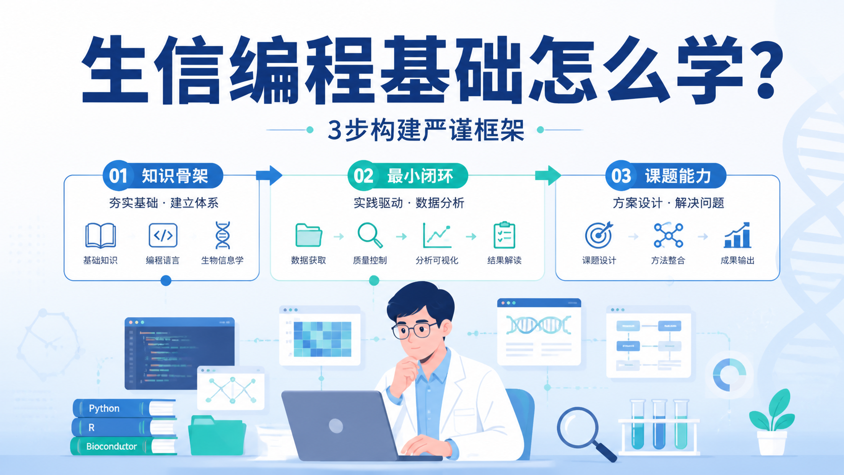 生信编程基础怎么学？3步构建严谨框架