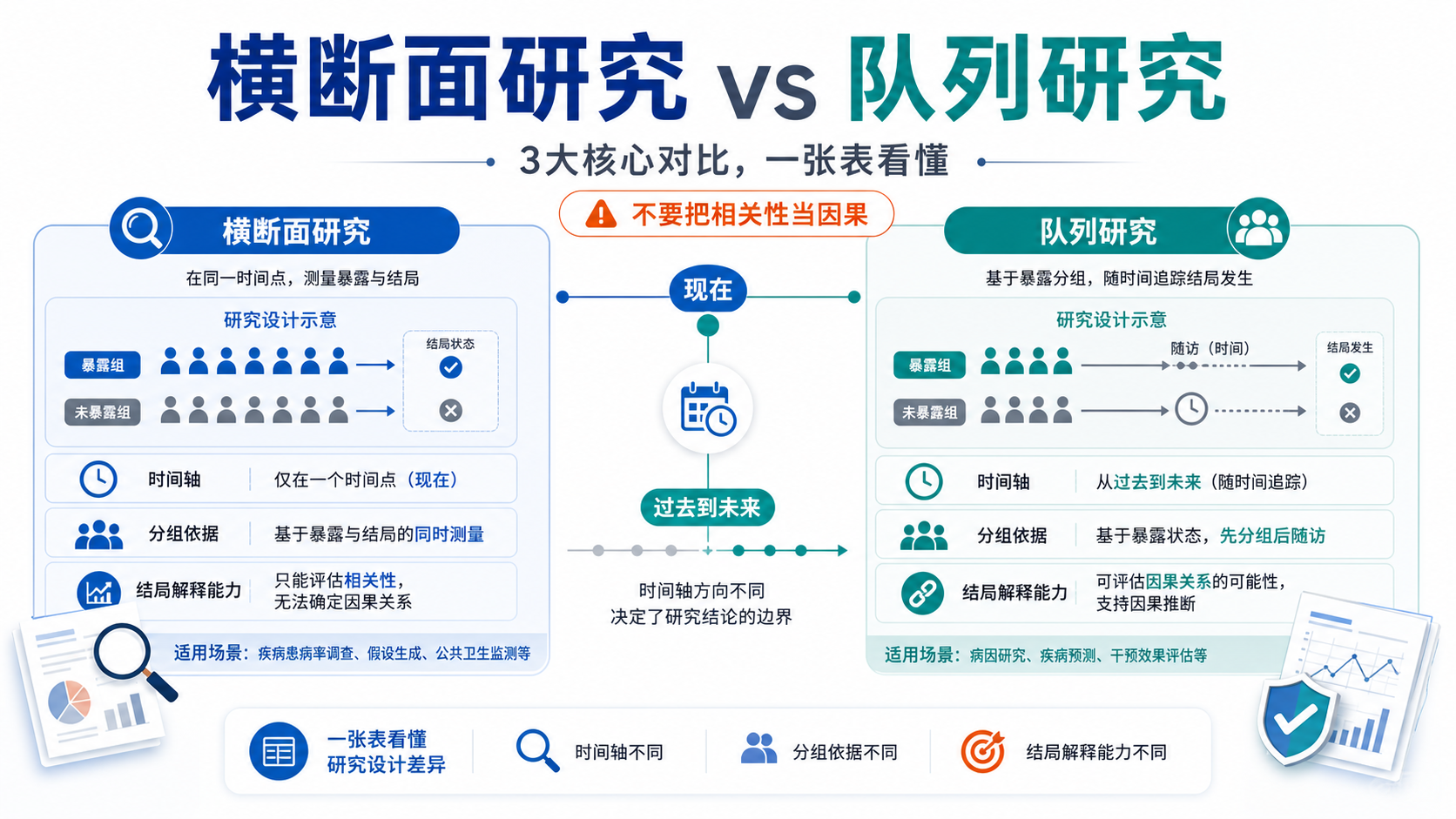 横断面研究与队列研究区别：3大核心对比