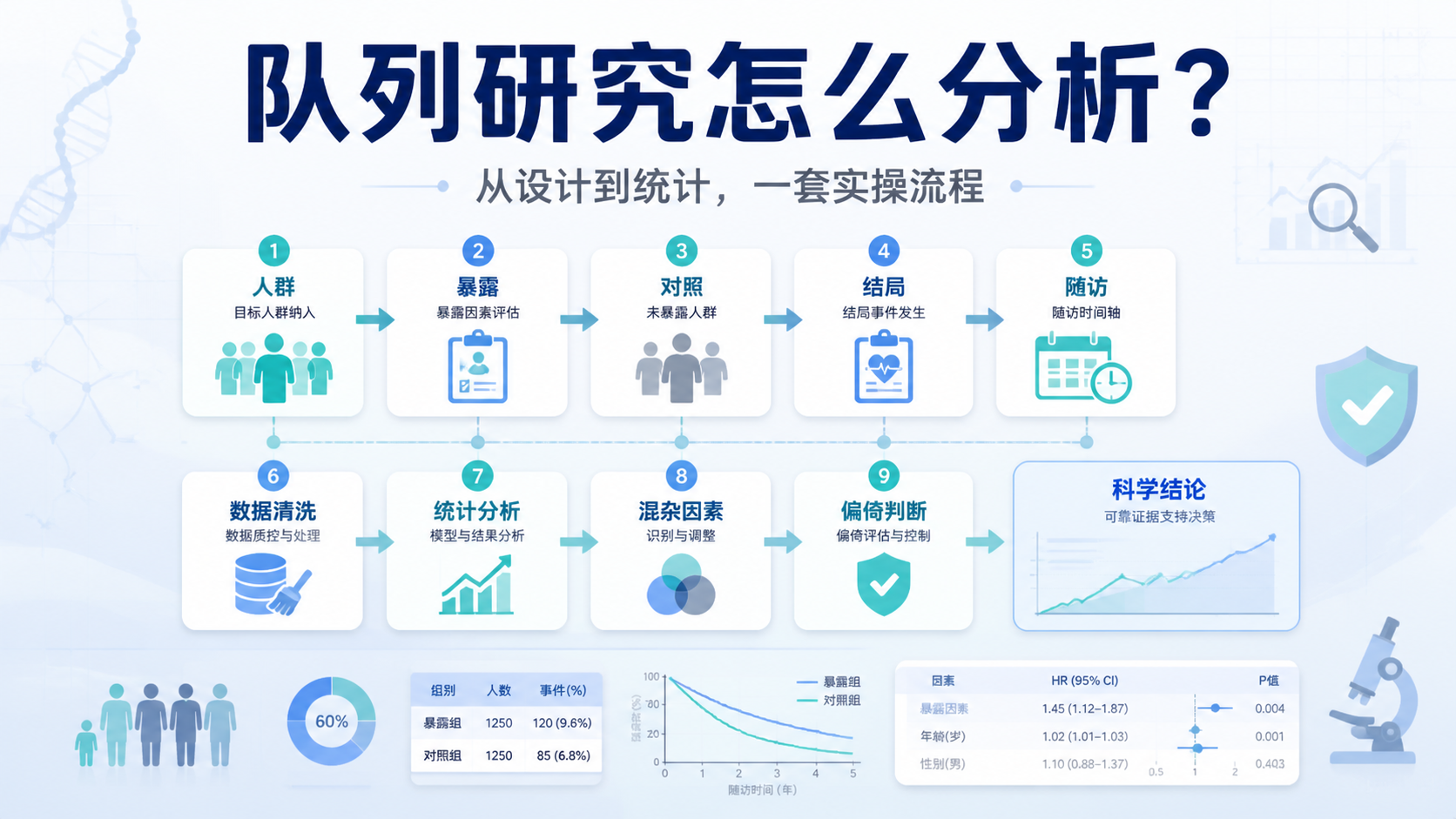 队列研究数据分析步骤：10分钟掌握核心流程