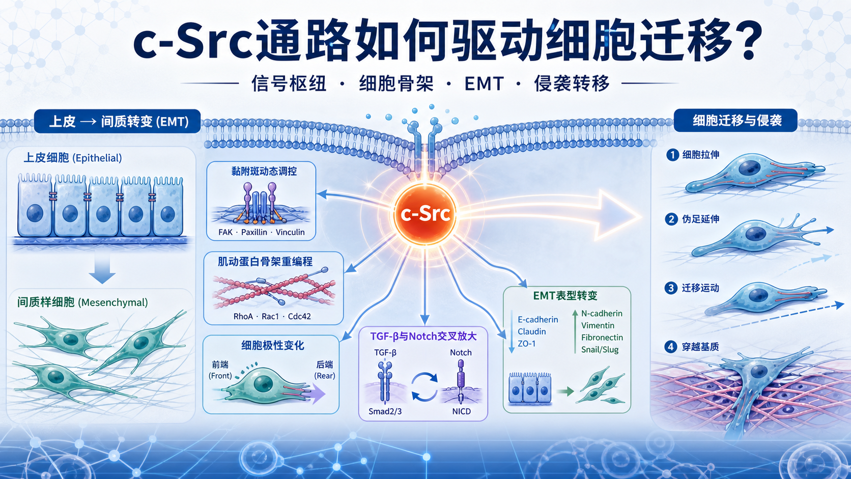 c-Src通路调控细胞迁移的分子机制