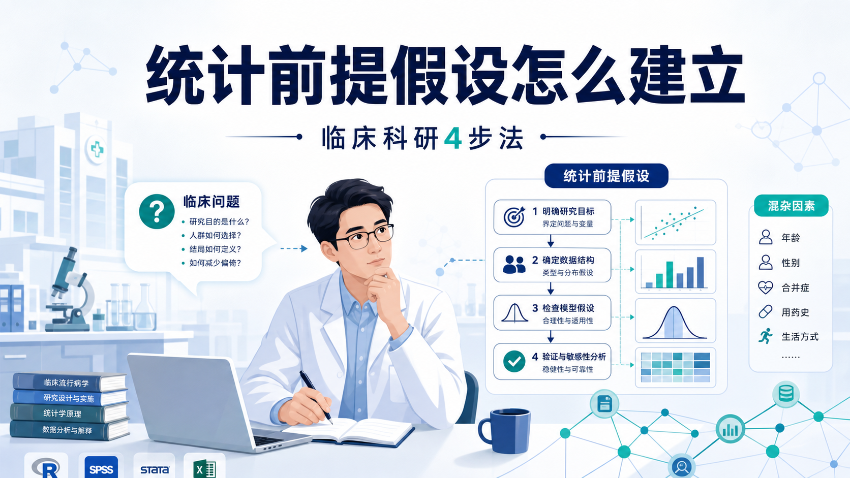 生物医学统计前提假设，如何高效建立？