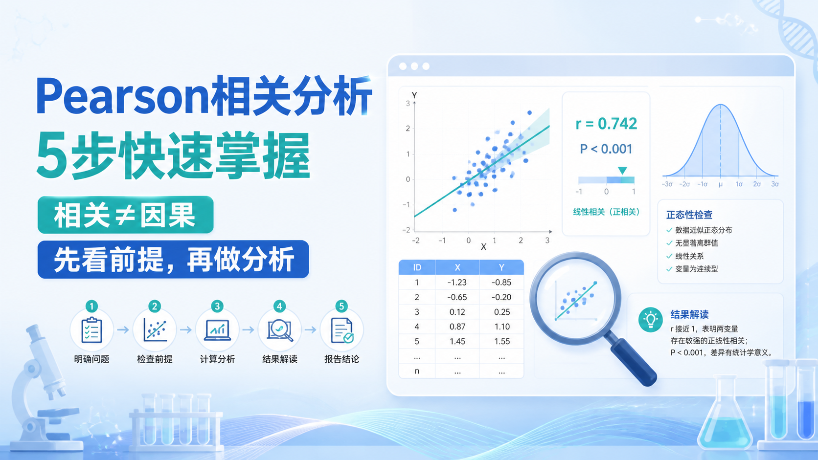 Pearson相关分析怎么做？5步掌握核心要点