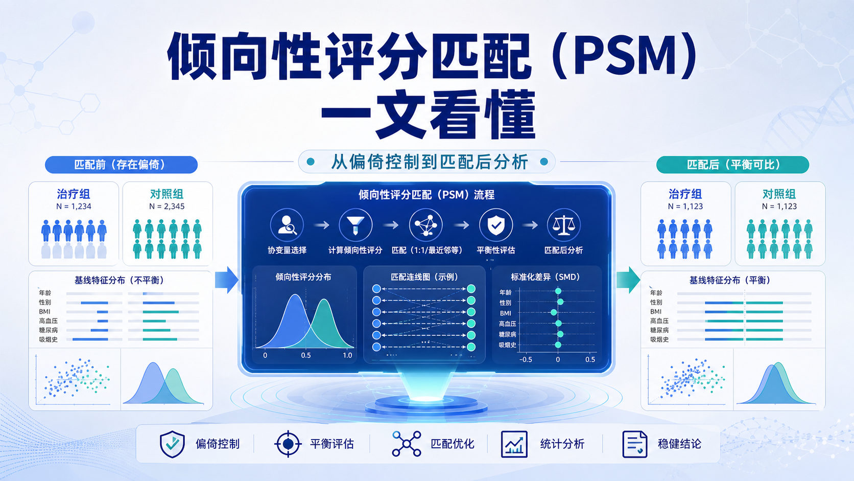 倾向性评分匹配实战:规避选择偏倚的技巧