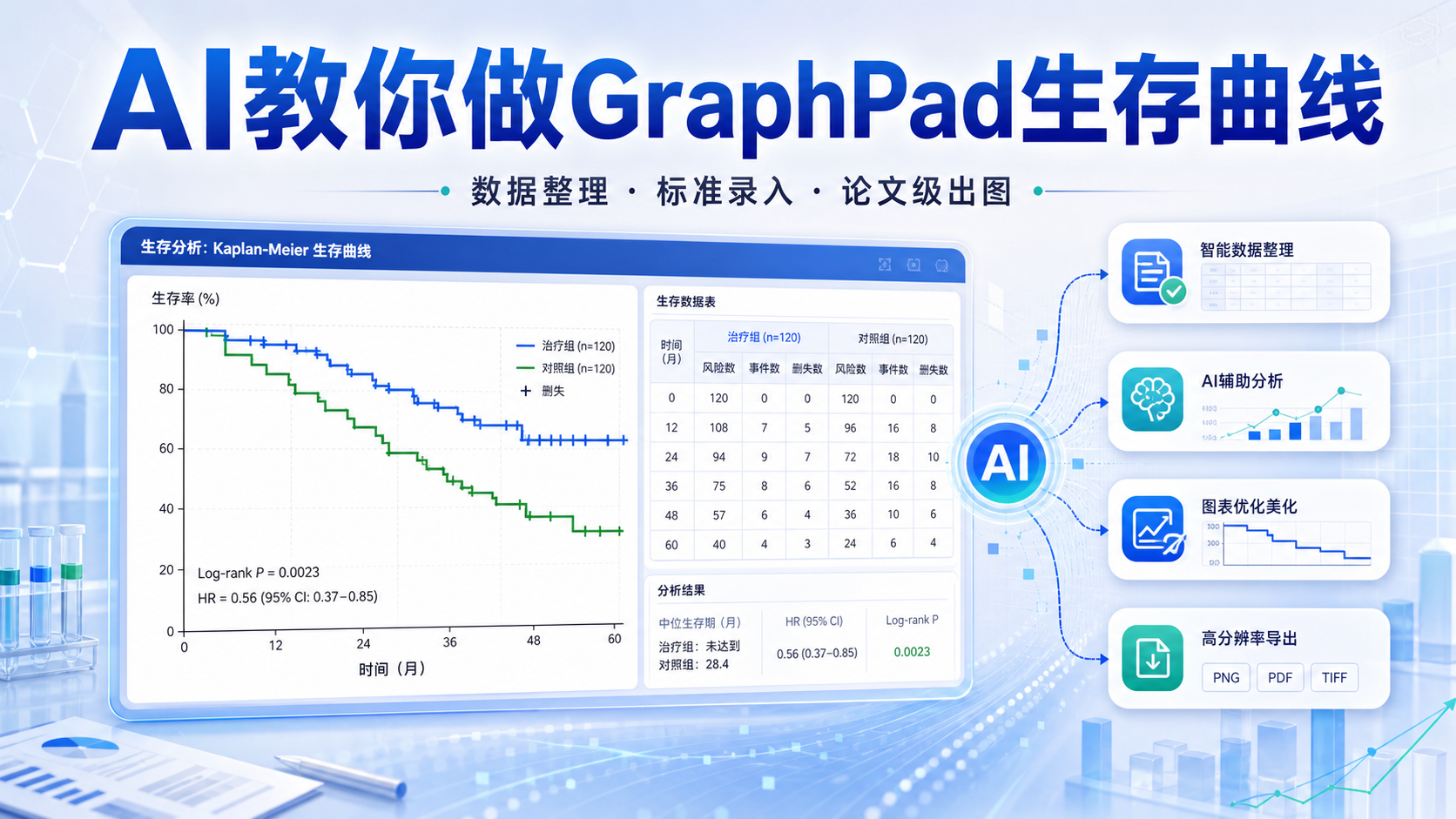 AI辅助GraphPad生存曲线绘制,轻松复现CNS级别图表