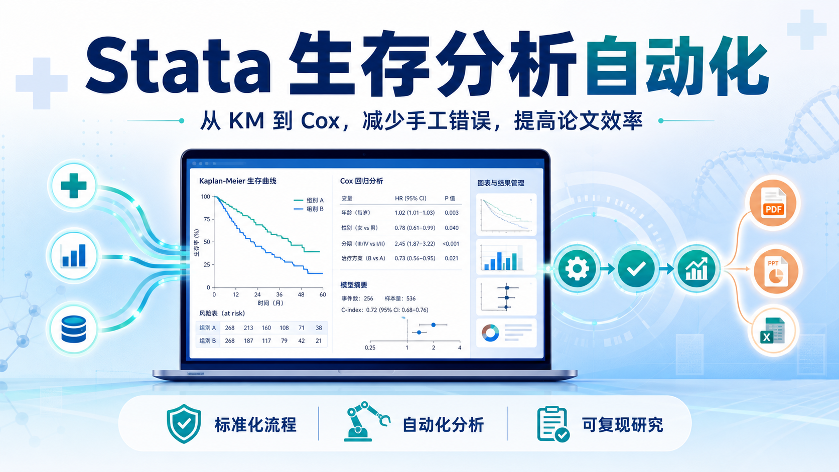 告别手动计算:Stata实现生存分析自动化