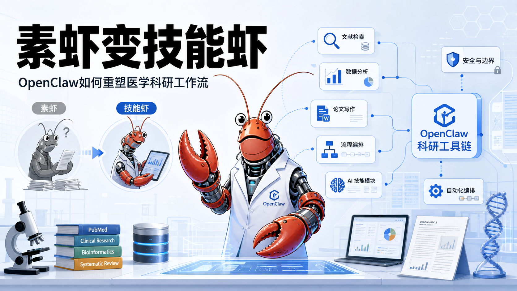 科研效率革命：OpenClaw龙虾机器人从素虾到技能虾