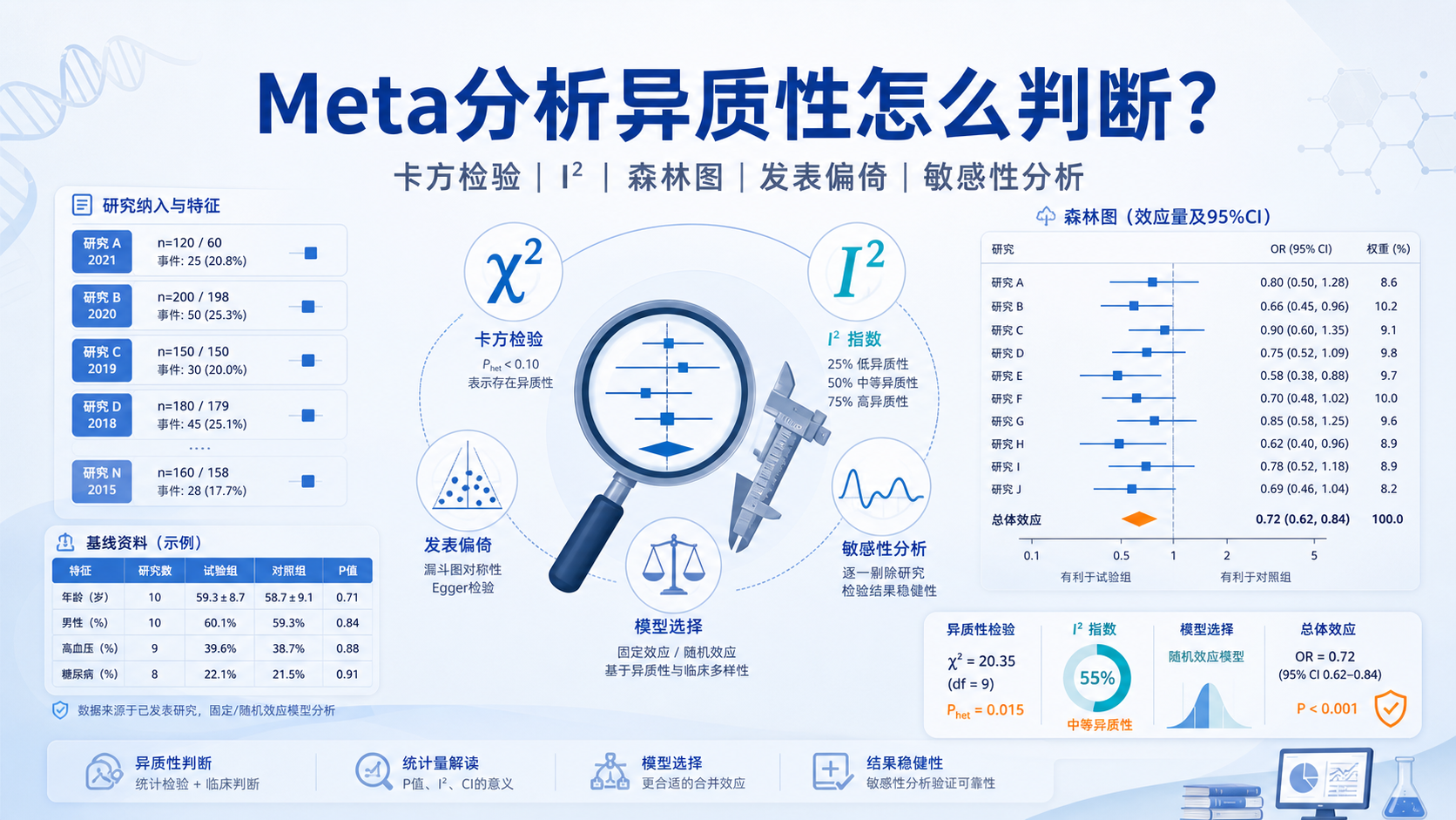 卡方检验与I²如何有效衡量Meta分析异质性