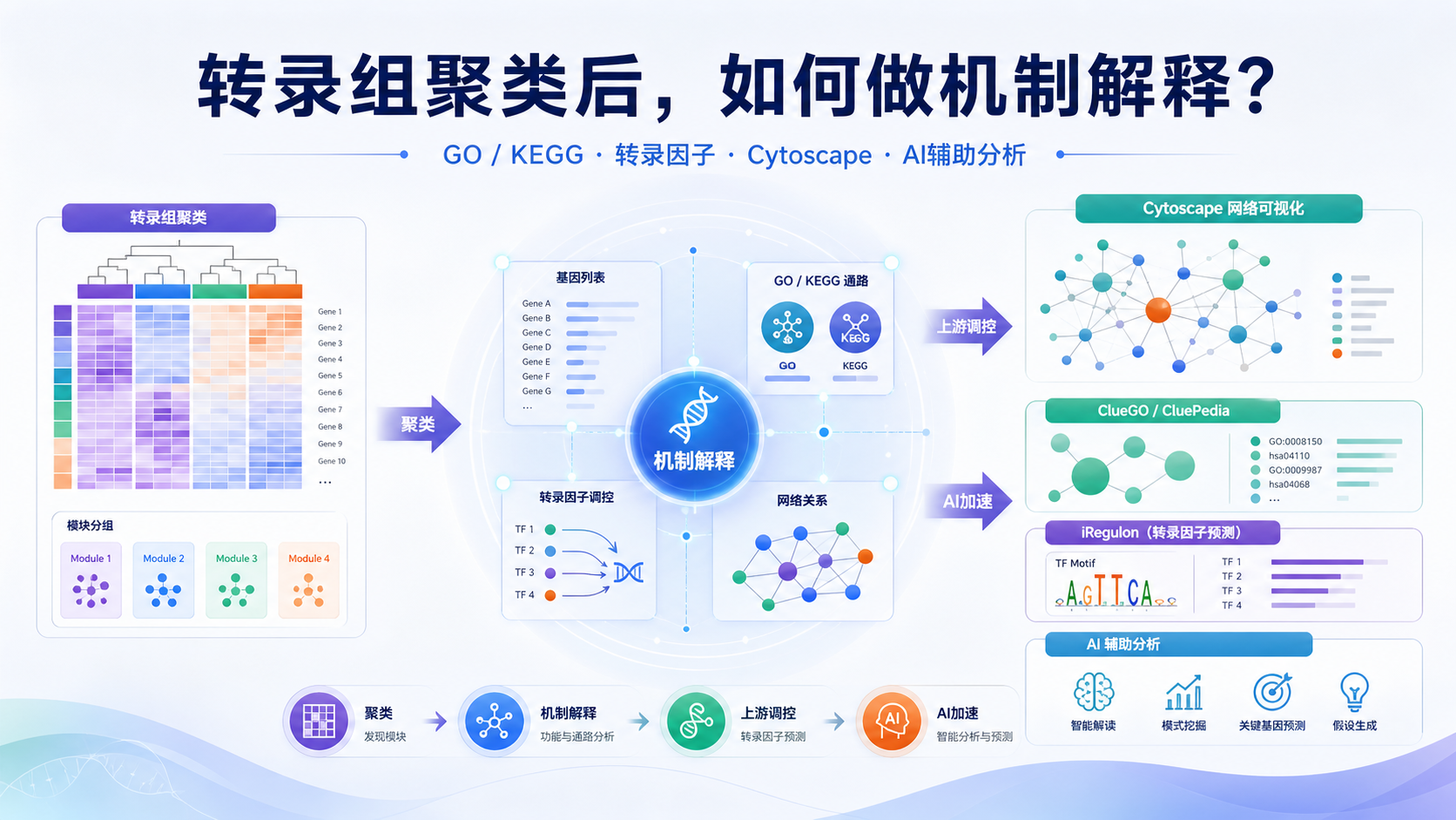 解锁转录组聚类高阶应用：AI辅助实现个性化GO与转录因子预测