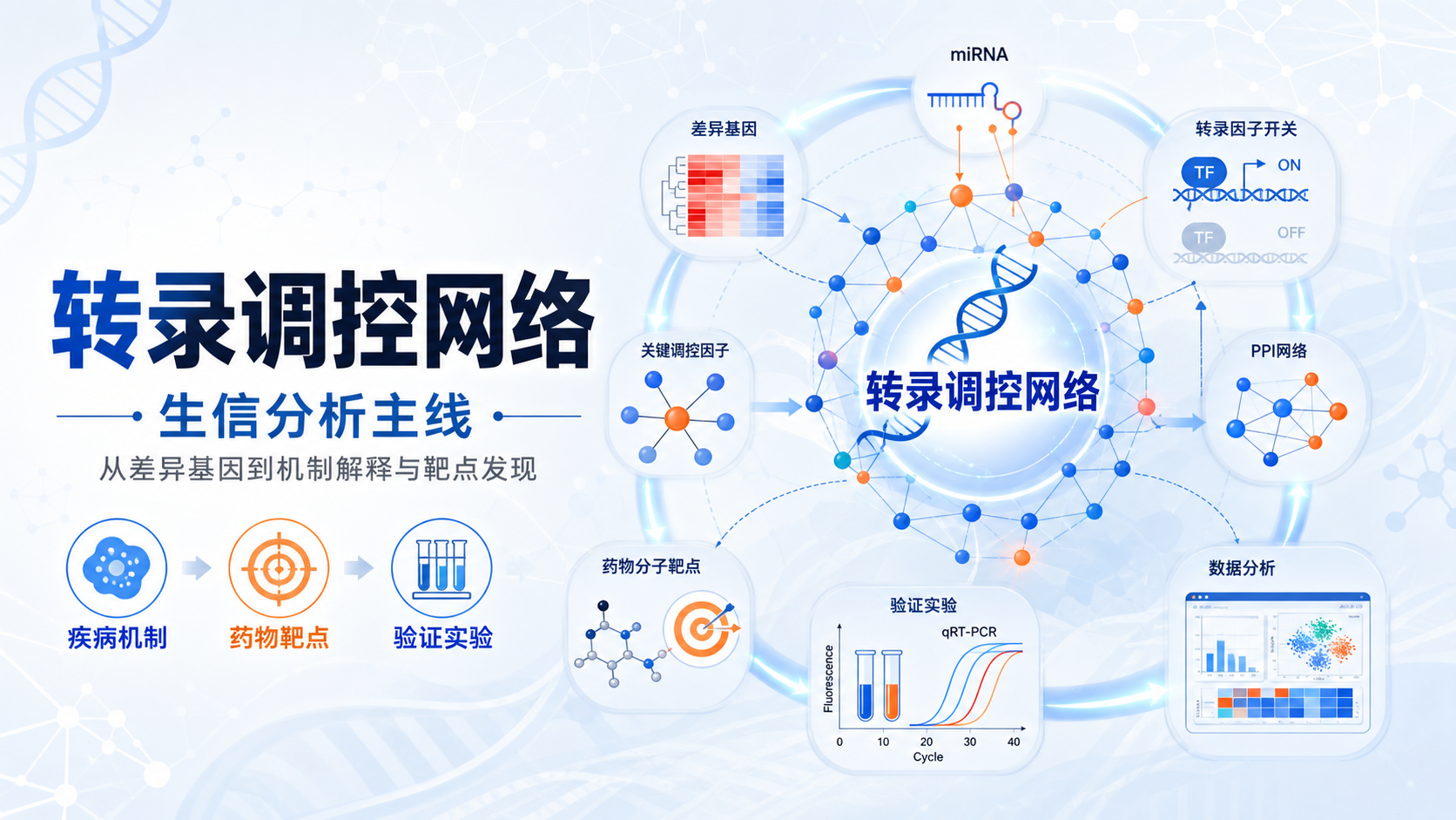 生信解析转录调控网络：疾病机制与药物靶点发现路径
