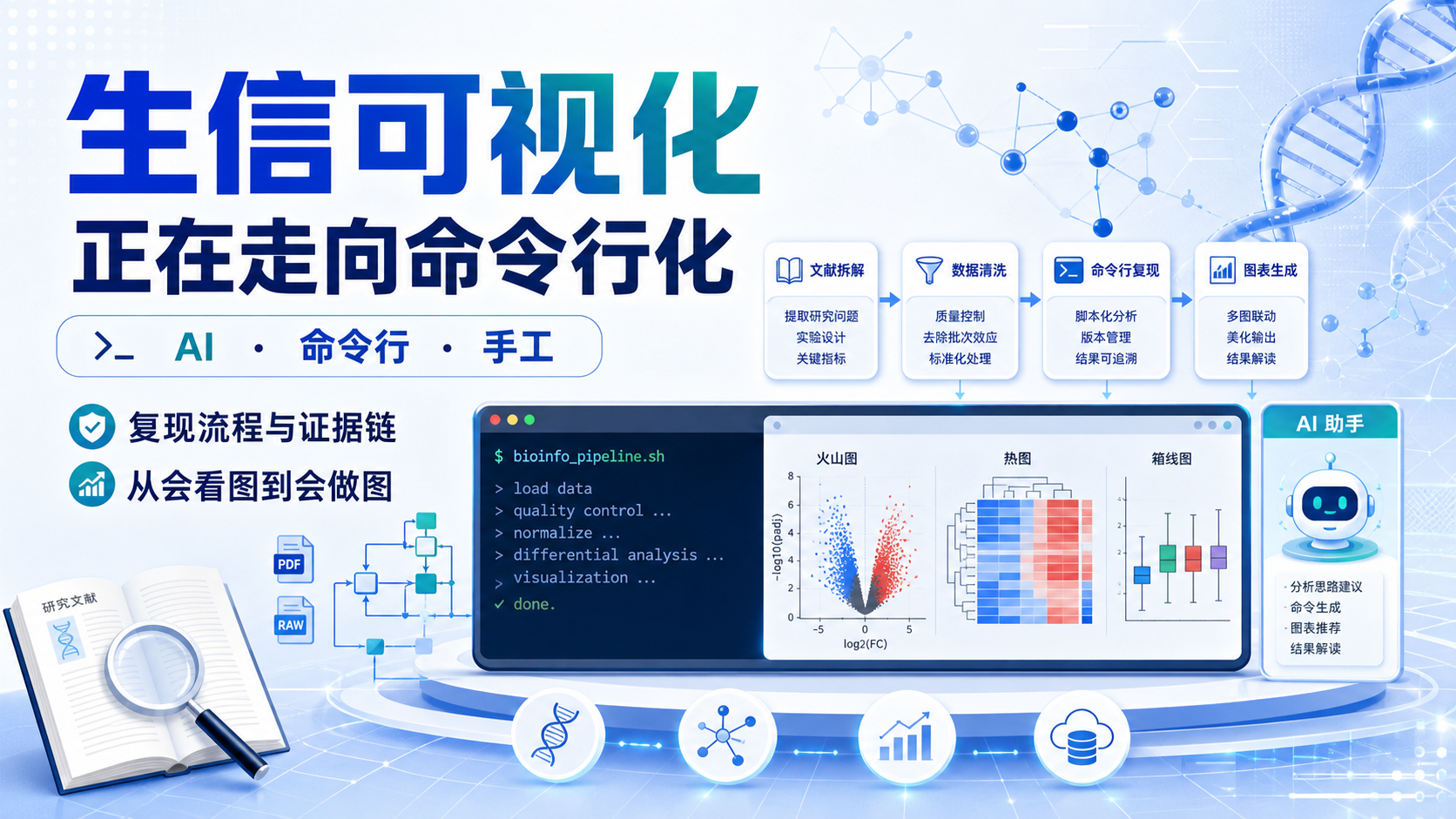 生信可视化前沿：命令行化与无代码复现