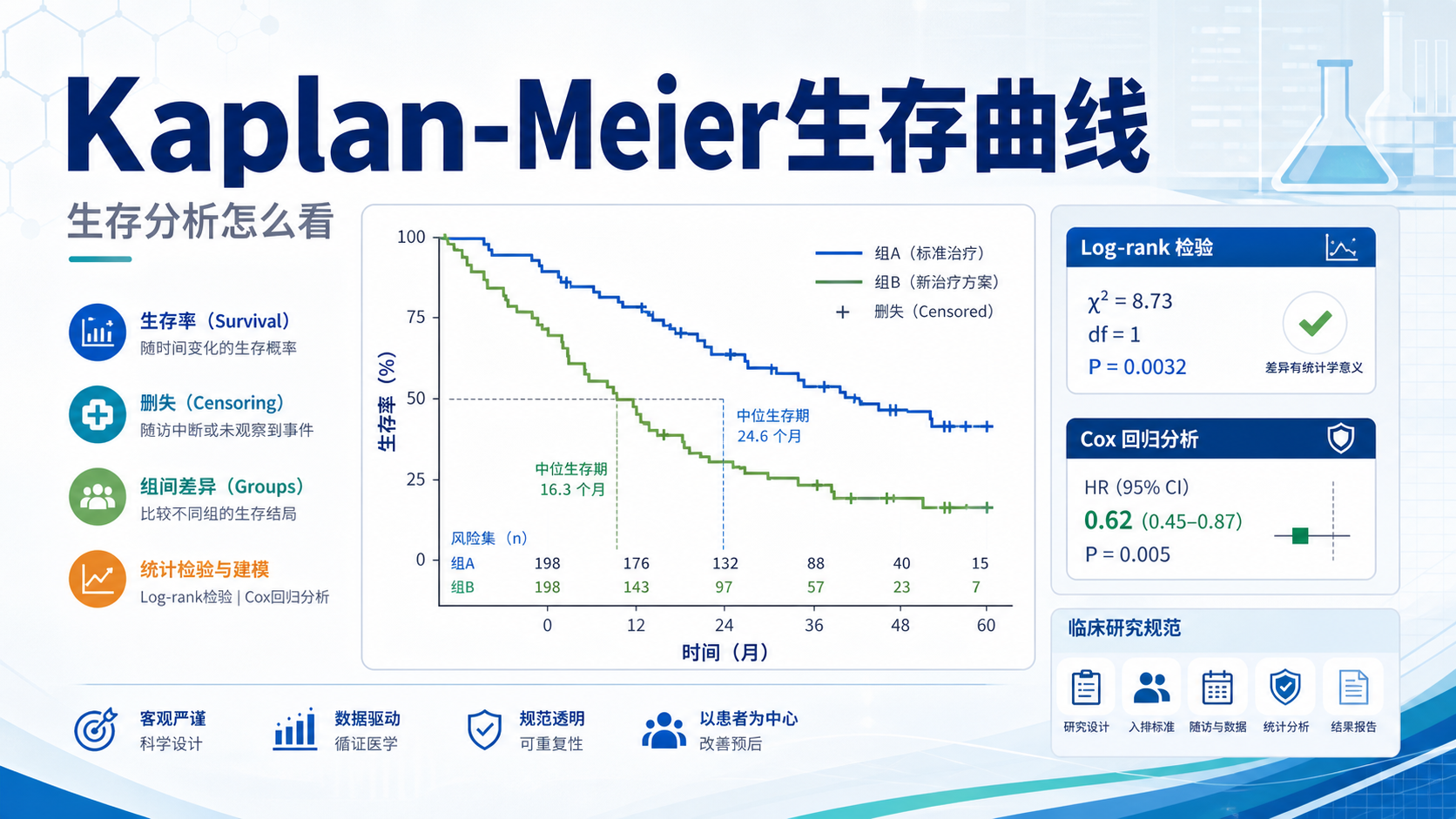 Kaplan-Meier生存曲线深度解析：临床研究必备方法