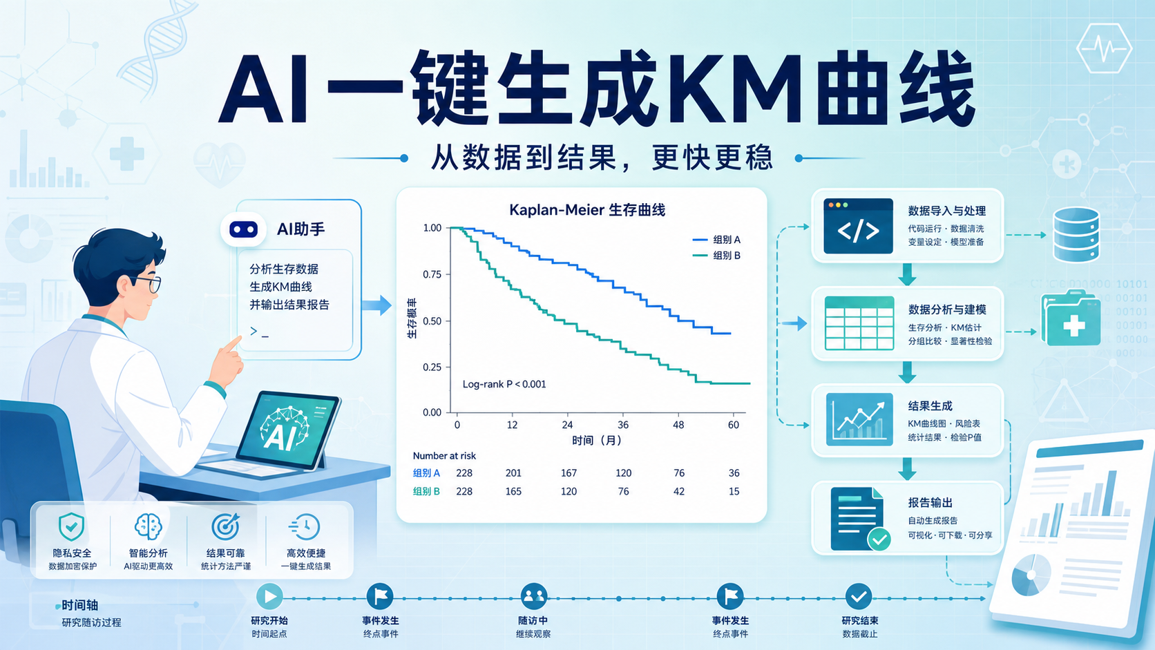 用AI工具一键搞定KM生存分析曲线