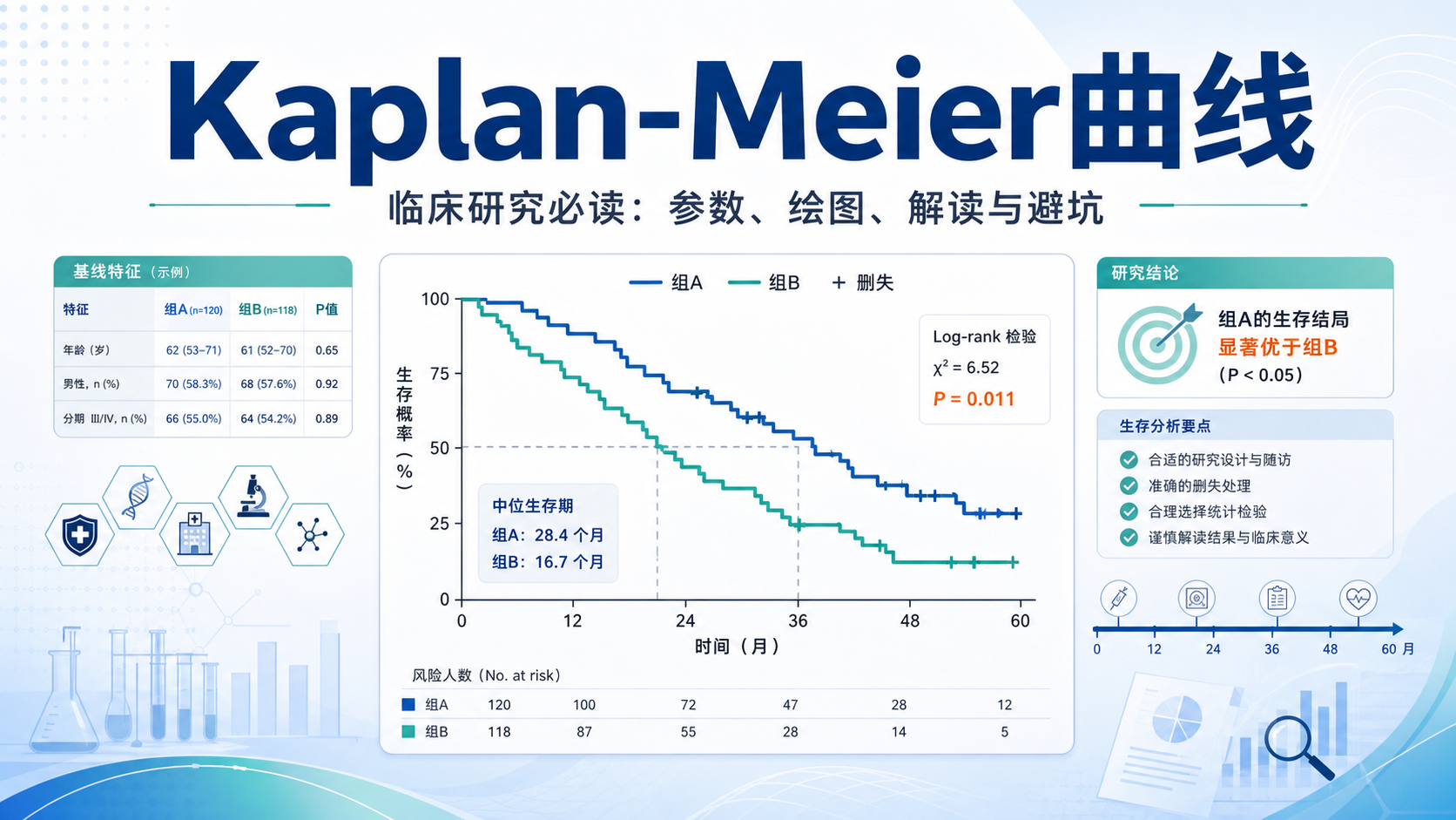 Kaplan-Meier曲线:从绘制到解读,这5个关键参数你必须掌握