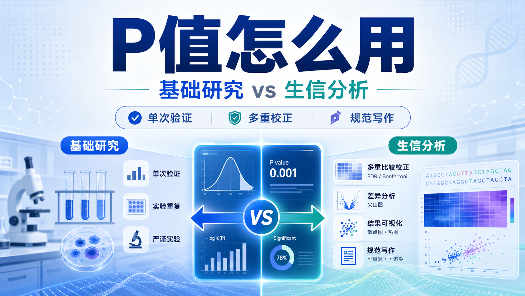 基础研究vs生信分析P值处理差异解析