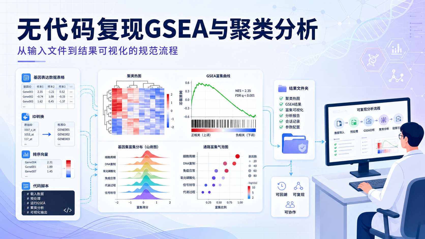 无代码生信复现：GSEA与聚类分析全流程指南