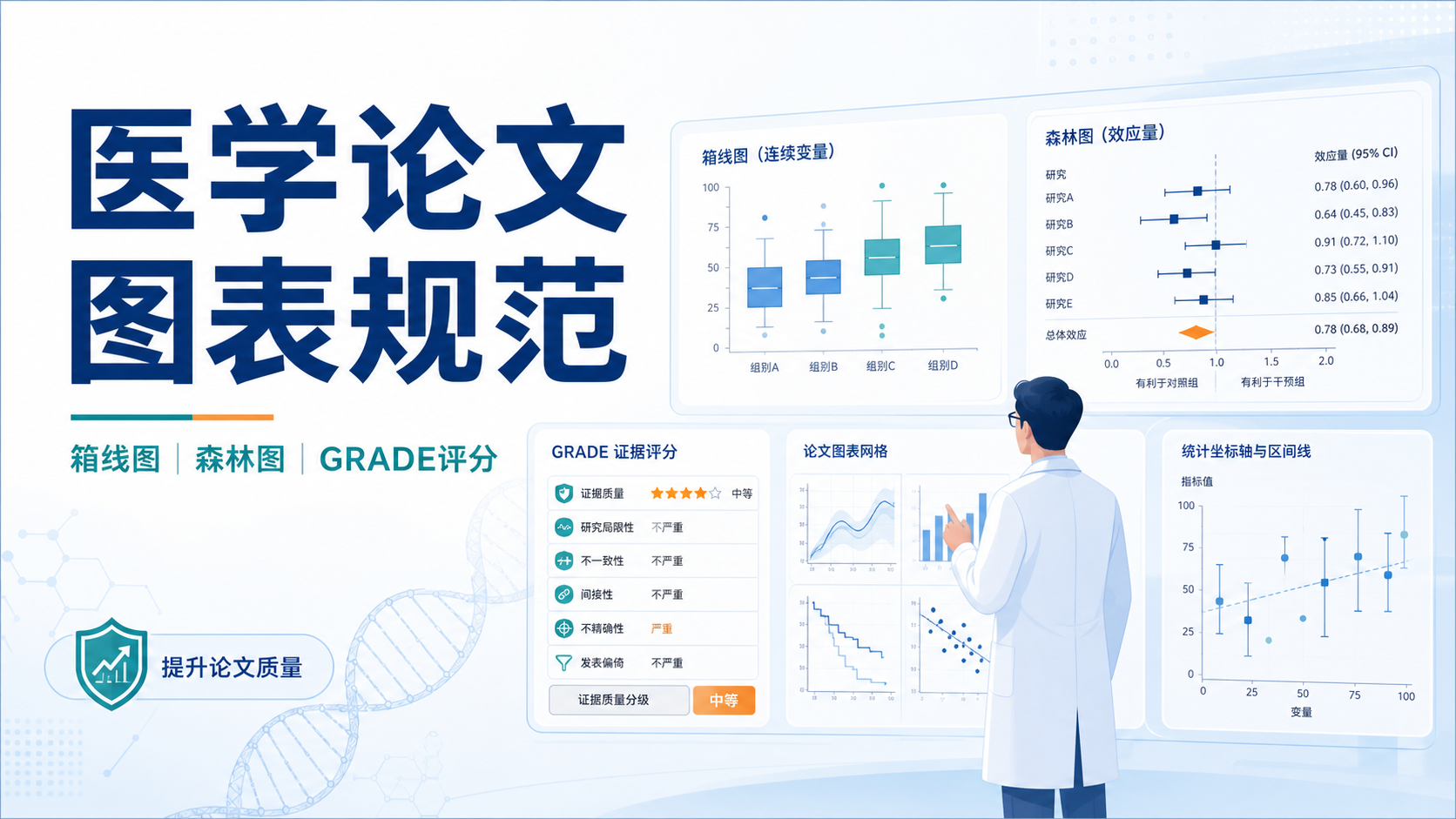 医学论文图表规范:箱线图、森林图与GRADE评分详解