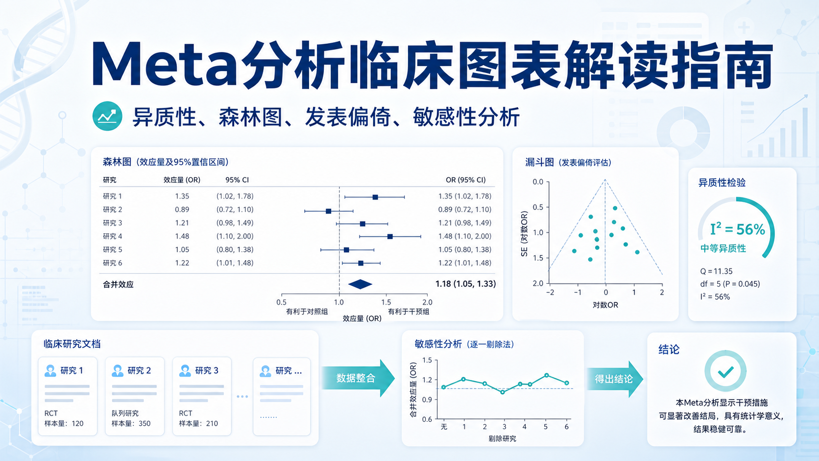 临床统计图实战：异质性评估与发表偏倚判断