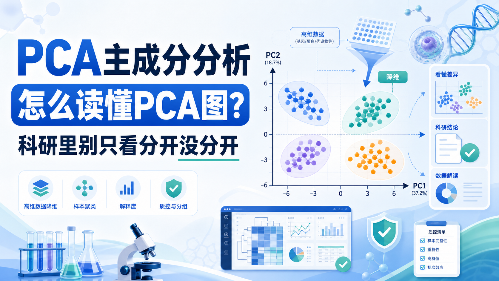 生信入门必懂：PCA如何揭示样本聚类与分组真相