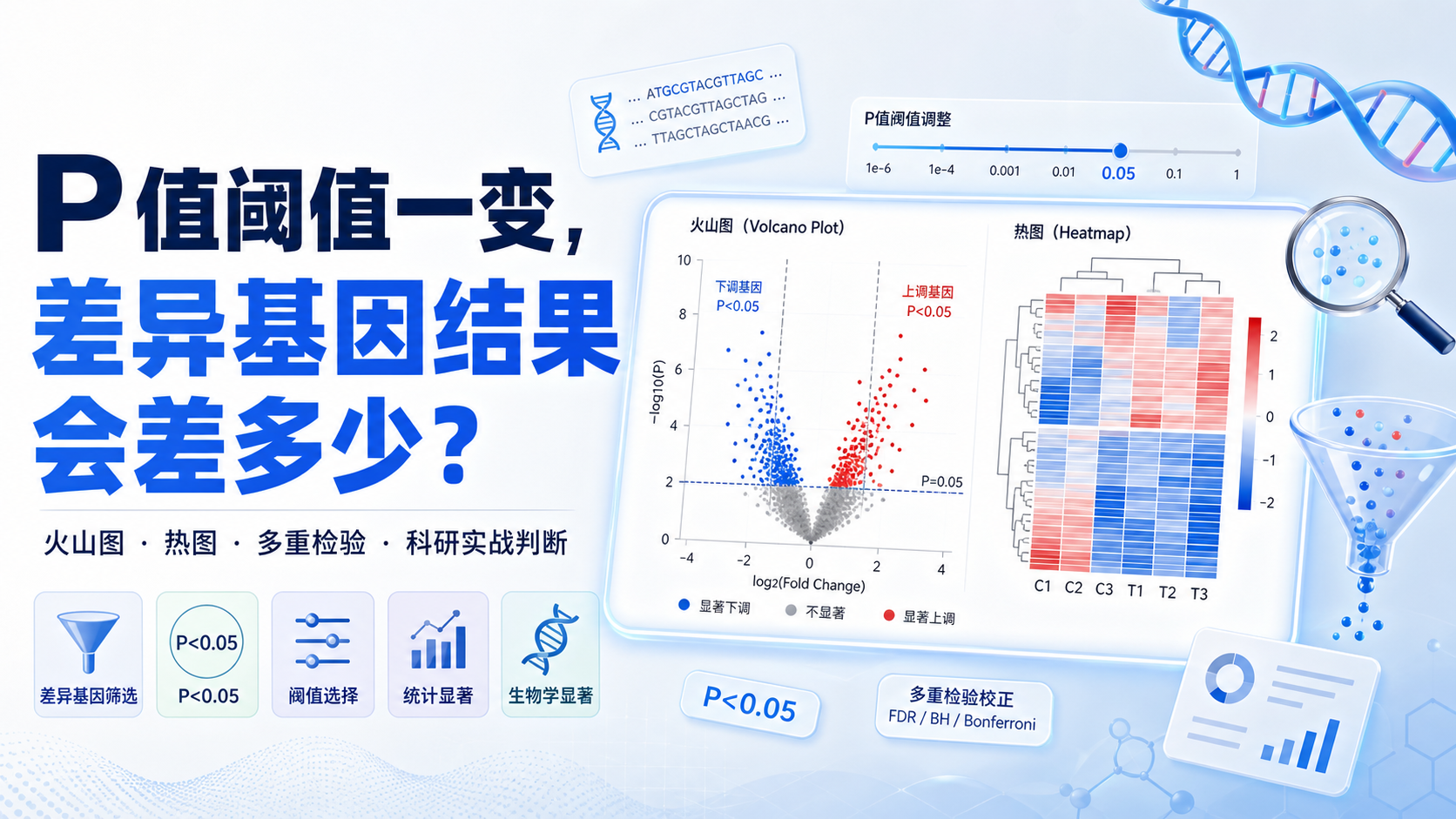 P<0.05阈值调整对差异基因筛选影响