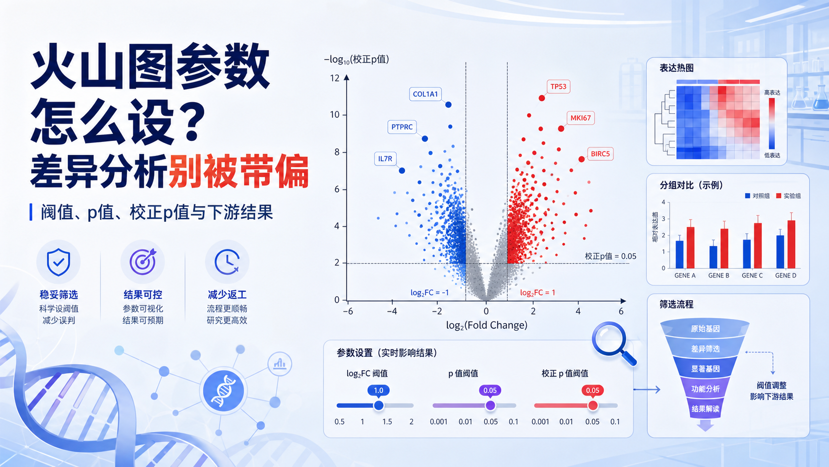 火山图参数选择影响下游分析，医学转录组必知