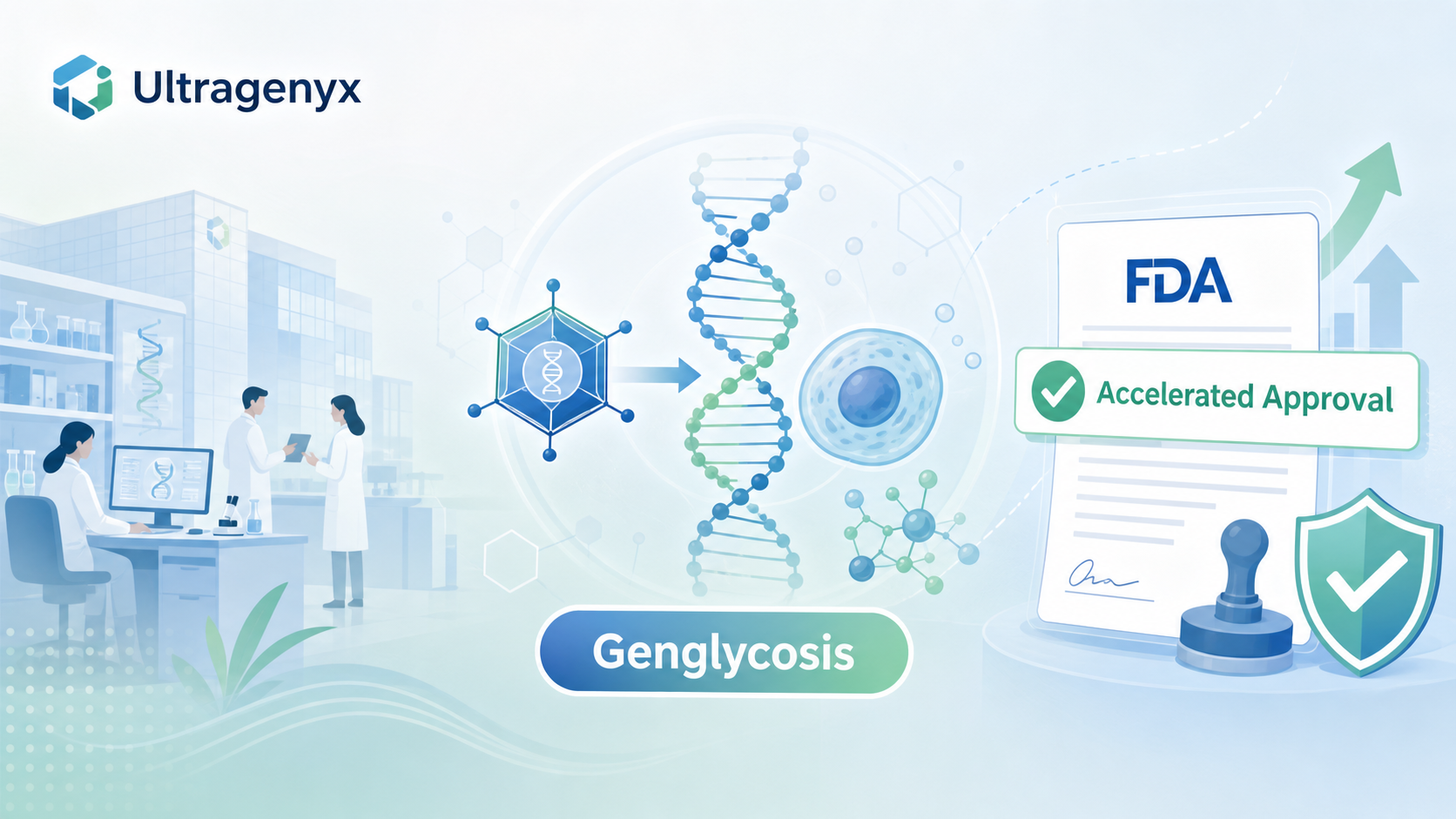 2026年8月19日资讯,Ultragenyx宣布美国FDA加速批准基因治疗Genglycos(pariglasgene brecaparvovec-opnr,即DTX401),用于8岁及以上的糖原累积症Ia型(GSDIa)成人与儿童患者。这是全球首个针对GSDIa病因的获批疗法,也是Ultragenyx公司的首个基因治疗获批产品。临床研究显示,该疗法可显著降低患者对"生玉米淀粉"这一繁琐补糖方案的依赖,有望缓解这一超罕见遗传代谢病的低血糖风险与照护负担。