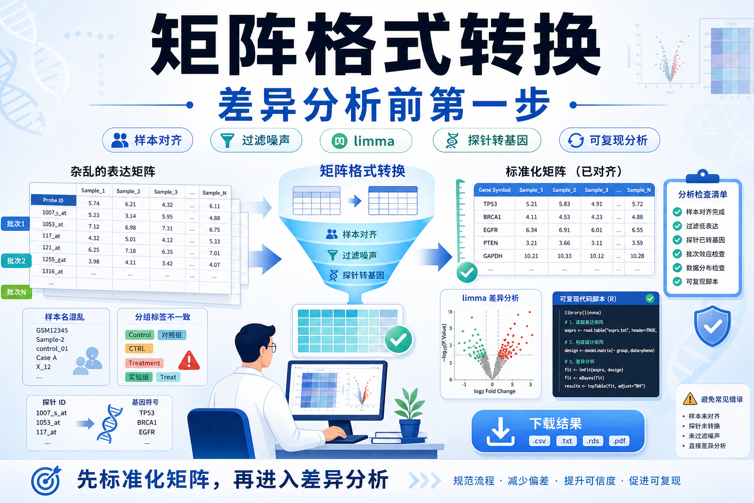 差异分析矩阵格式转换脚本临床实战指南