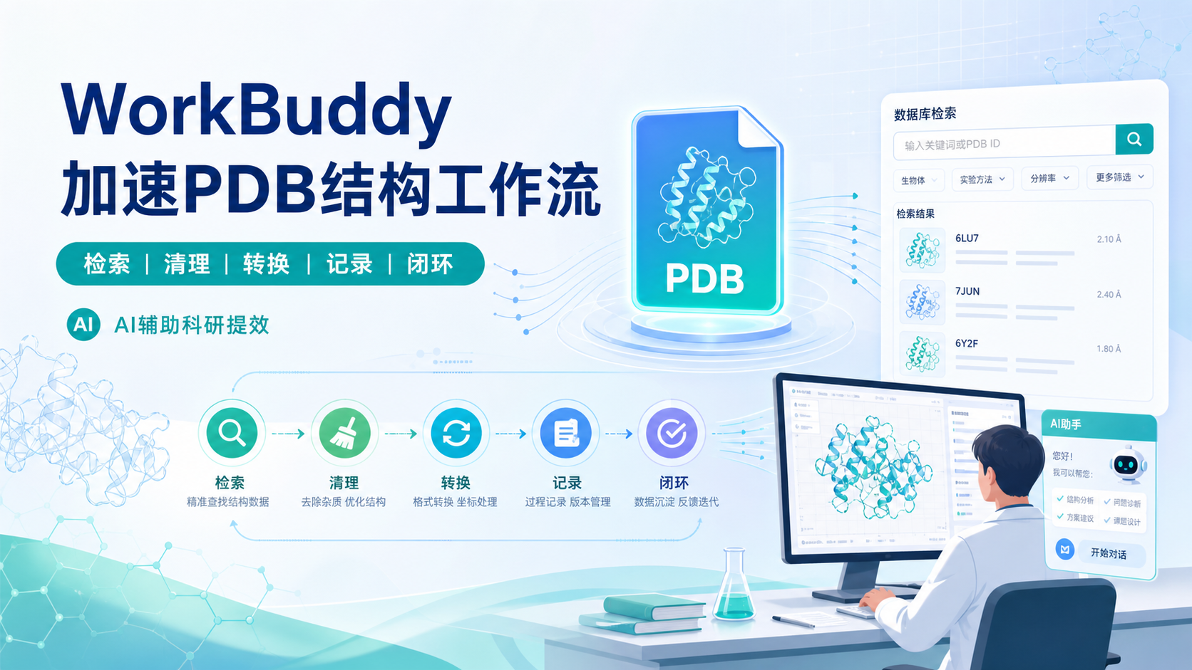 WorkBuddy高效读写PDB结构文件，生物医学科研效率提升指南