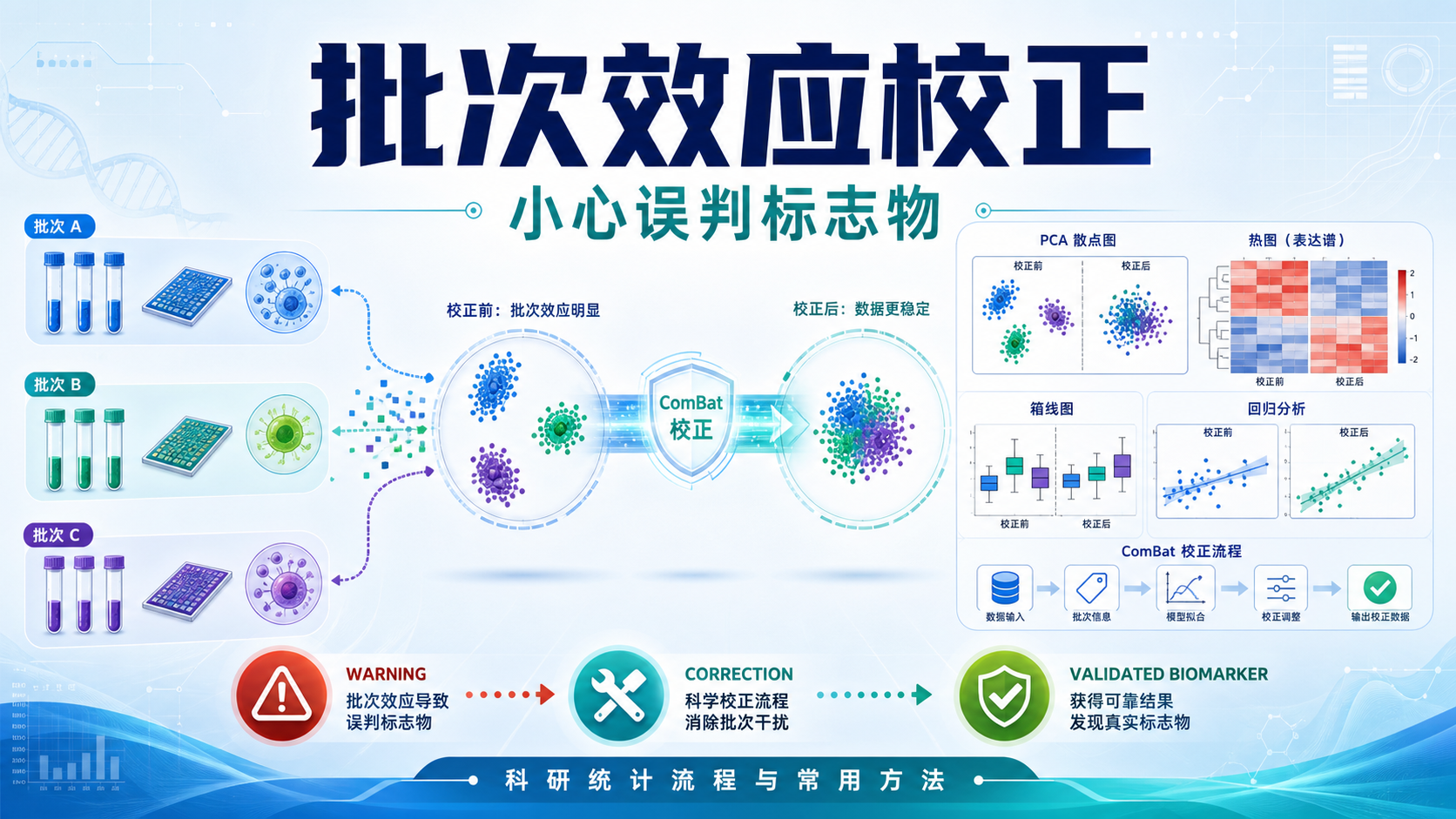 批次效应校正对生物标志物发现影响的关键统计因素解析