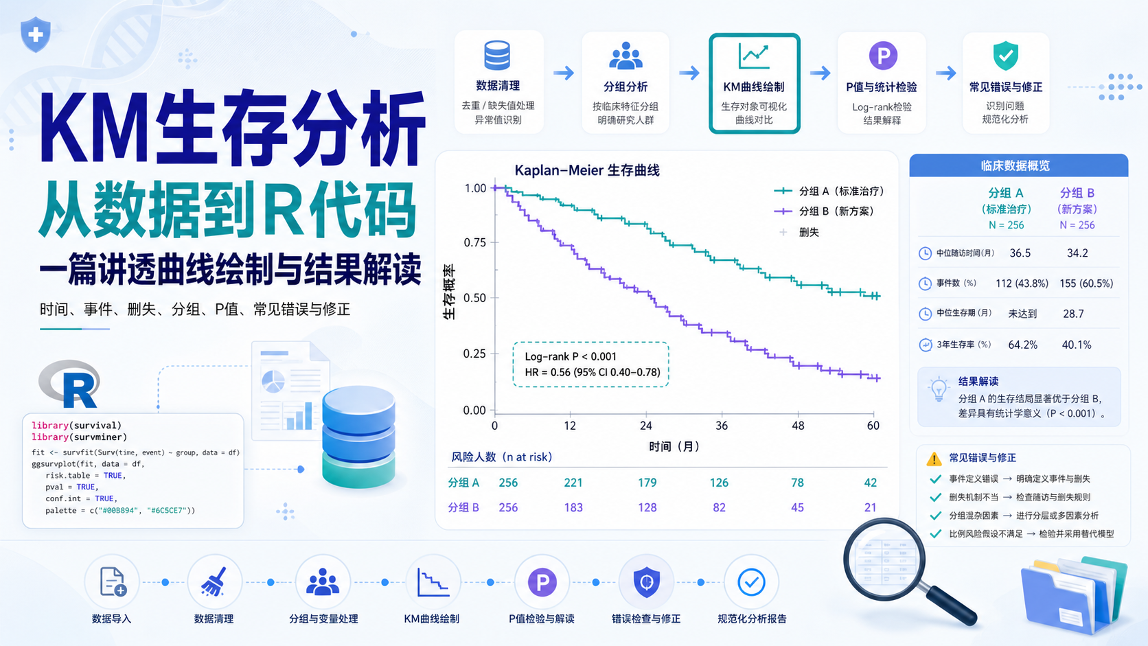 零代码实现KM生存分析：R语言完整流程