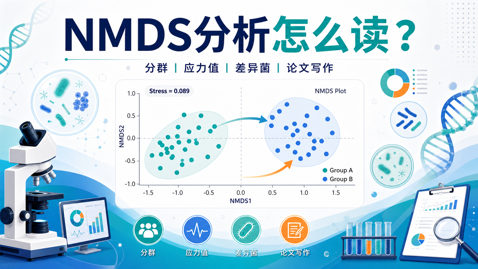 基于NMDS的微生物组差异深度解析策略