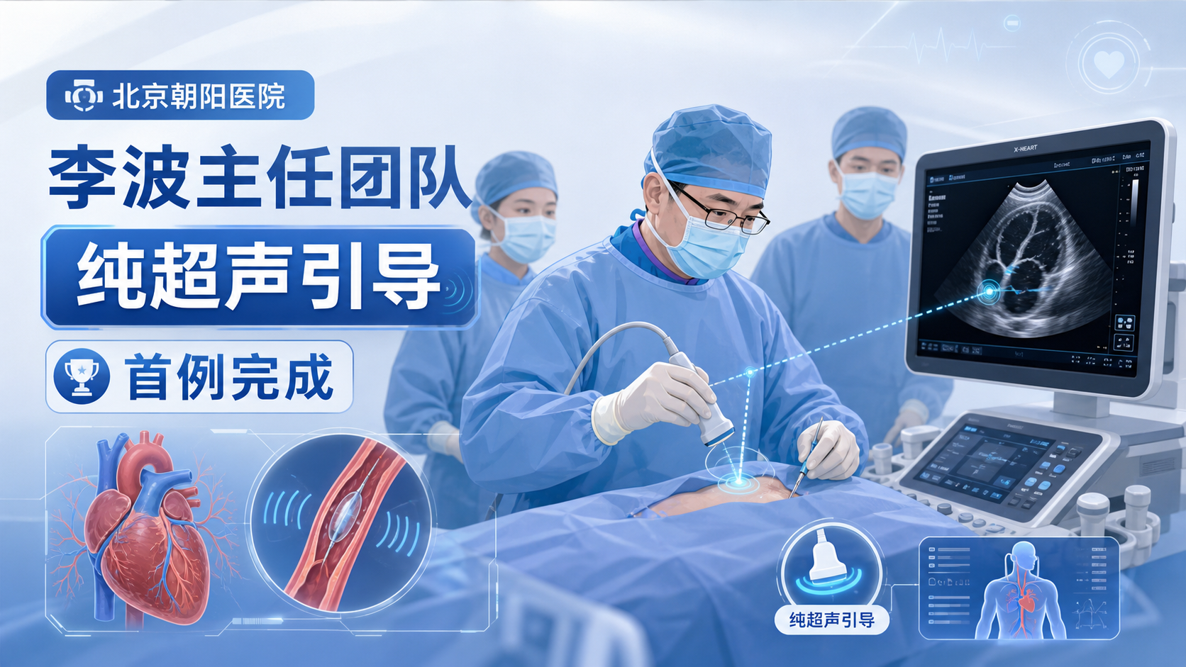 2026年8月31日资讯,北京朝阳医院心脏大血管外科李波主任团队成功完成院内首例纯超声引导下 MemoSorb 生物可降解房间隔缺损(ASD)封堵术。该术式全程无需 X 线透视、封堵器由聚乳酸高分子材料制成,1—2 年内可降解为水和二氧化碳,实现"介入无植入、植入无残留",为先天性心脏病微创治疗开辟了"绿色介入"新路径。