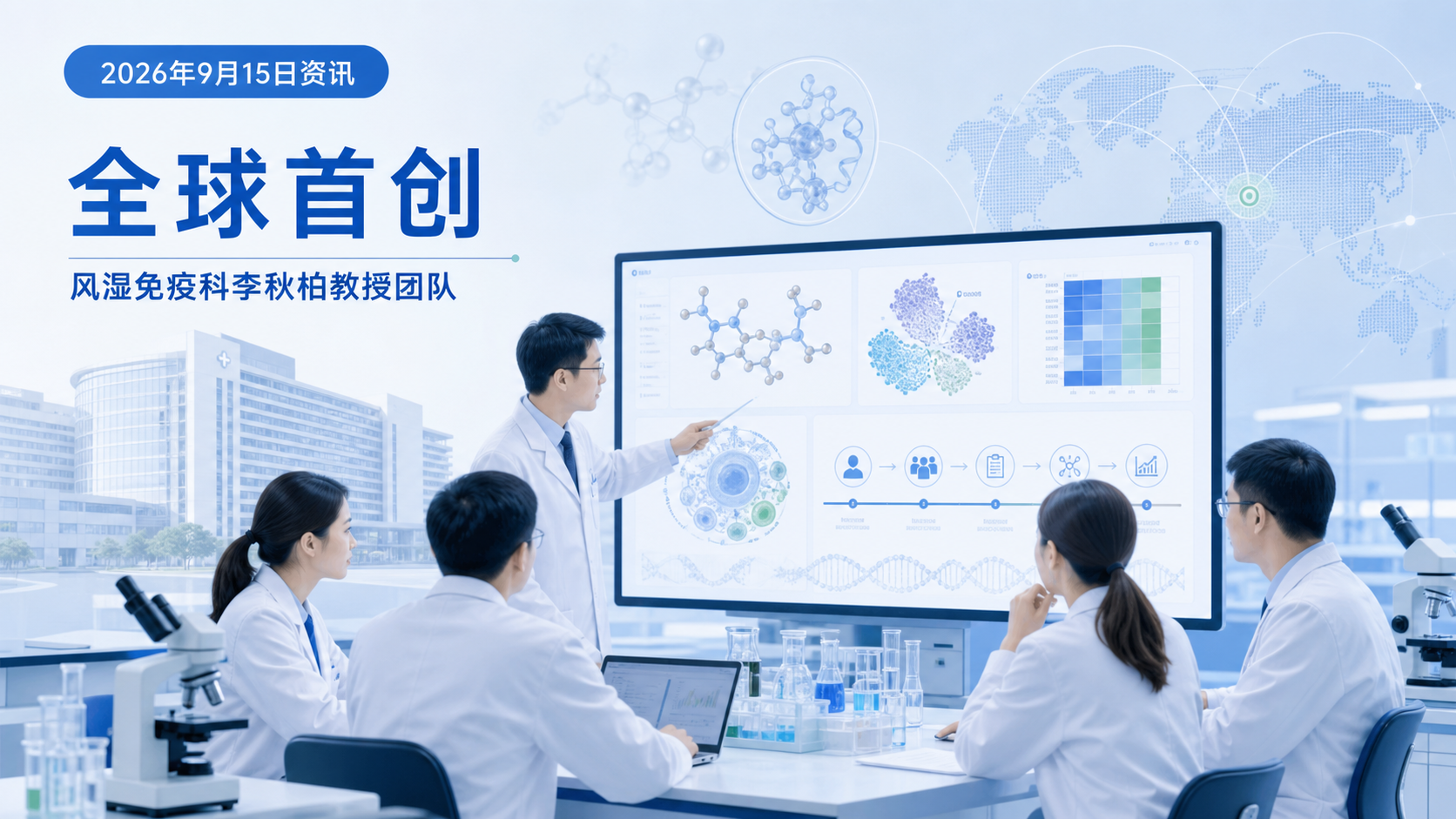 2026年9月15日资讯，华中科技大学同济医学院附属协和医院风湿免疫科李秋柏教授团队，开展全球首项 CD3×CD19 T 细胞衔接器（T-cell engager，TCE）治疗系统性红斑狼疮的Ⅰ期临床研究，成果发表于国际顶级期刊《自然·医学》（Nature Medicine）。研究显示，TCE 通过精准清除致病 B 细胞实现"免疫重置"，帮助患者摆脱长期激素与免疫抑制剂依赖，为久治不愈的红斑狼疮患者开辟了全新治疗路径。
