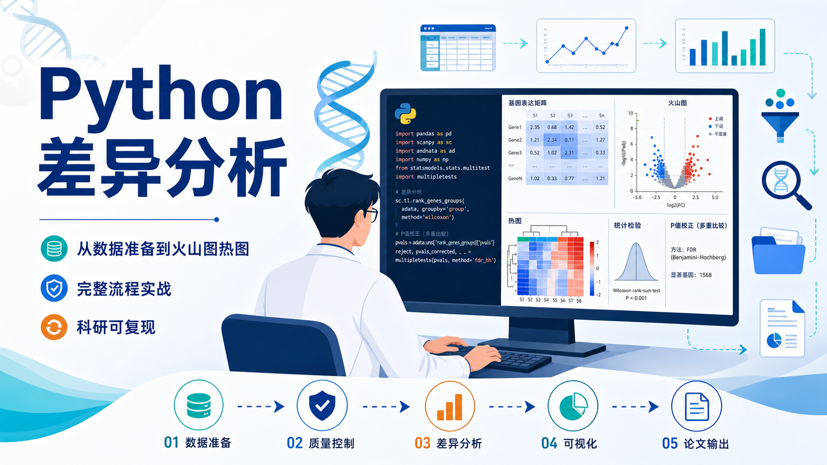 生信必备：差异分析全流程Python代码详解与实战技巧