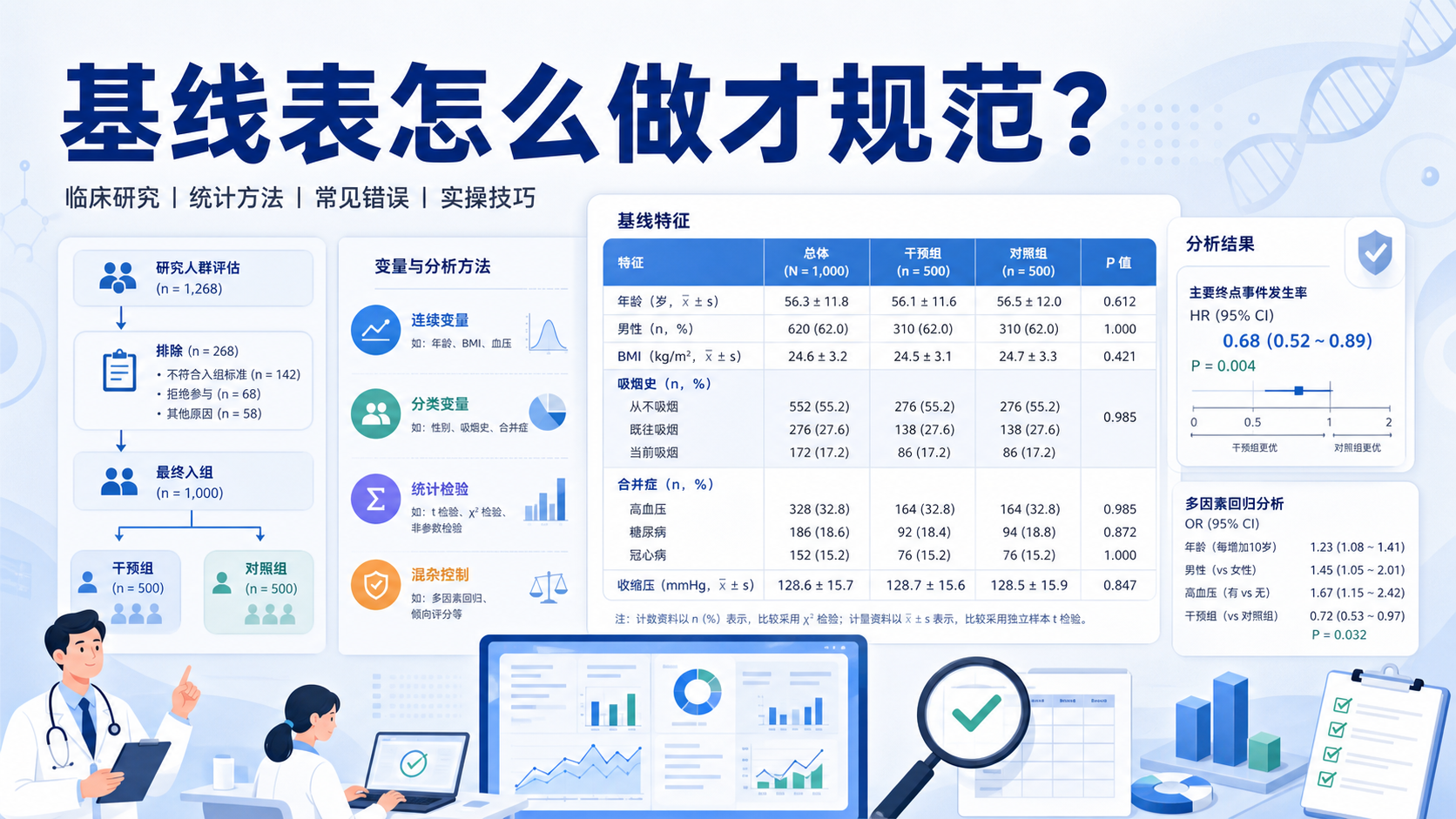 临床研究基线表怎么做？单因素多因素分析指南
