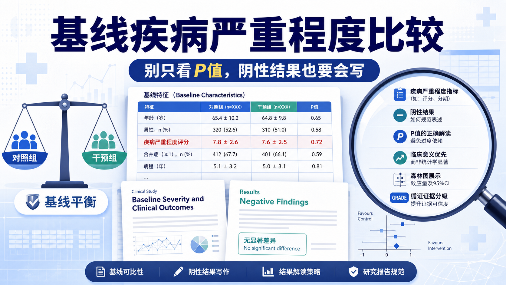 基线疾病严重程度比较：阴性结果该不该全放？