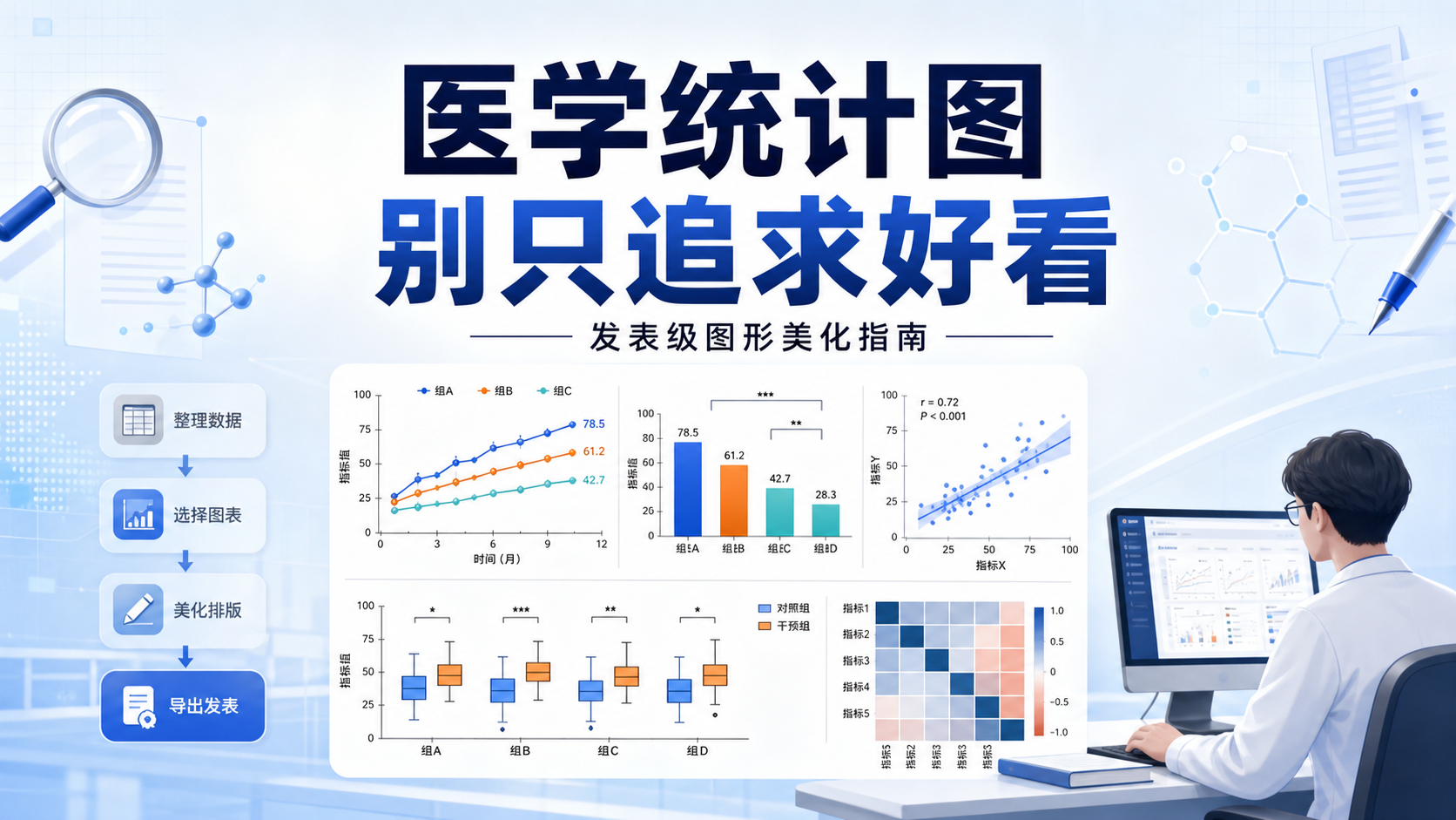 医学统计零基础到专业：图形美化与严谨呈现