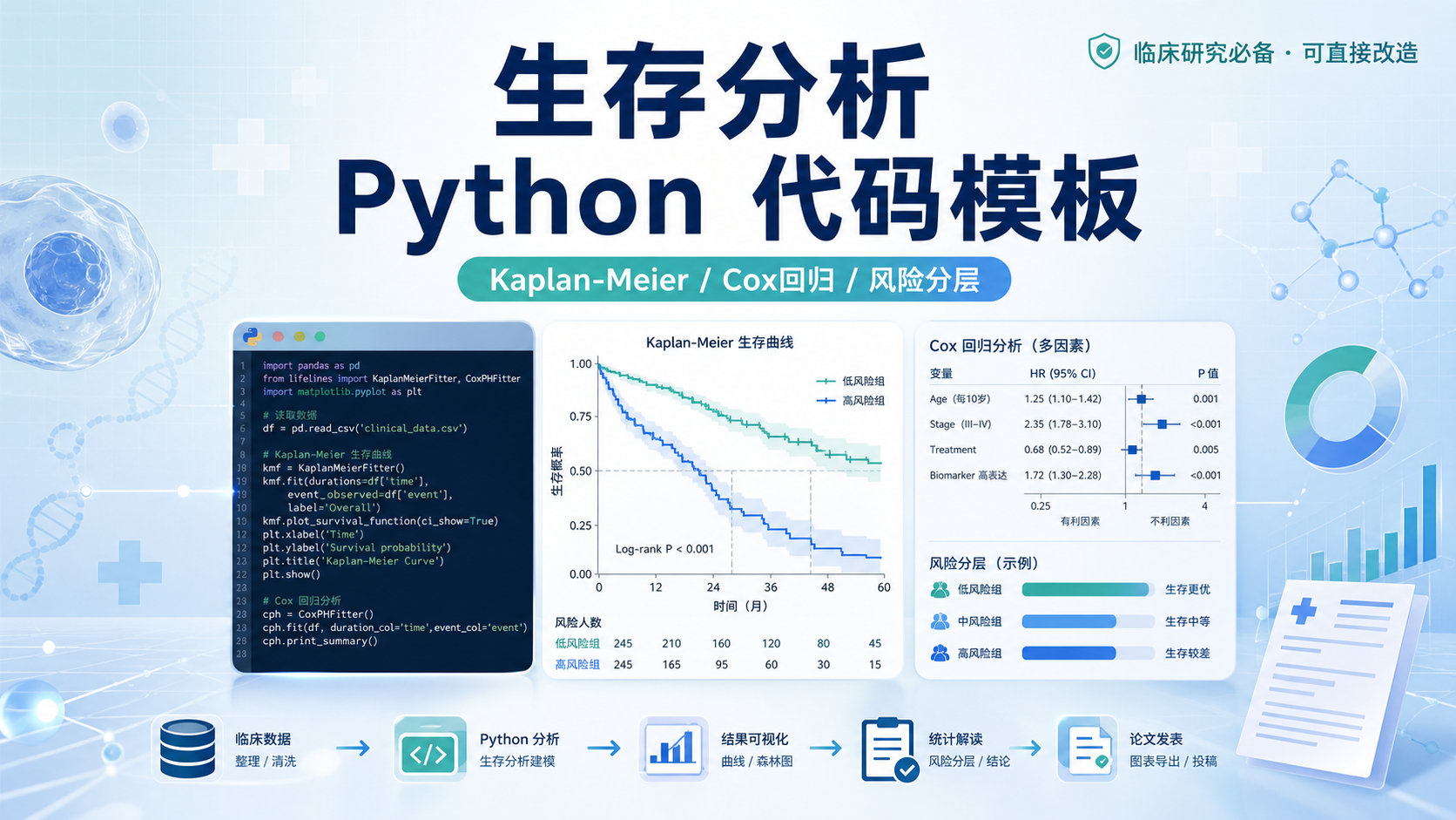 从零到一:Python生存分析代码模板,助力临床研究发表高分SCI