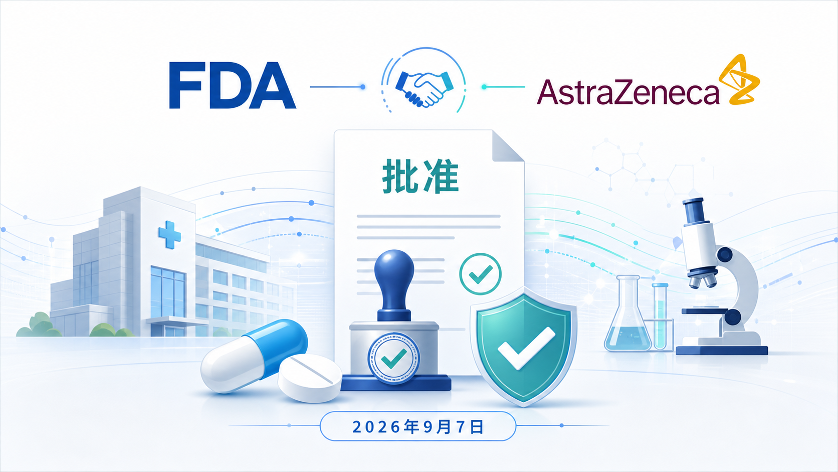 2026年9月7日资讯,当地时间 9 月 7 日,美国食品药品监督管理局(FDA)授予阿斯利康口服选择性雌激素受体降解剂(SERD)Eteamah(通用名 camizestrant,卡米司群)加速批准,联合 CDK4/6 抑制剂用于雌激素受体(ER)1 突变、HR 阳性/HER2 阴性的局部晚期或转移性乳腺癌。获批依据来自 III 期 SERENA-6 试验:该组合将疾病进展或死亡风险降低 56%,中位无进展生存期(PFS)由 9.2 个月延长至 16.0 个月。FDA 同步批准了基于循环肿瘤 DNA(ctDNA)的伴随诊断,使医生能够在影像学进展之前,通过血液检测发现 ESR1 耐药突变、提前切换内分泌治疗方案,有望改写 HR+/HER2- 晚期乳腺癌的一线治疗范式。