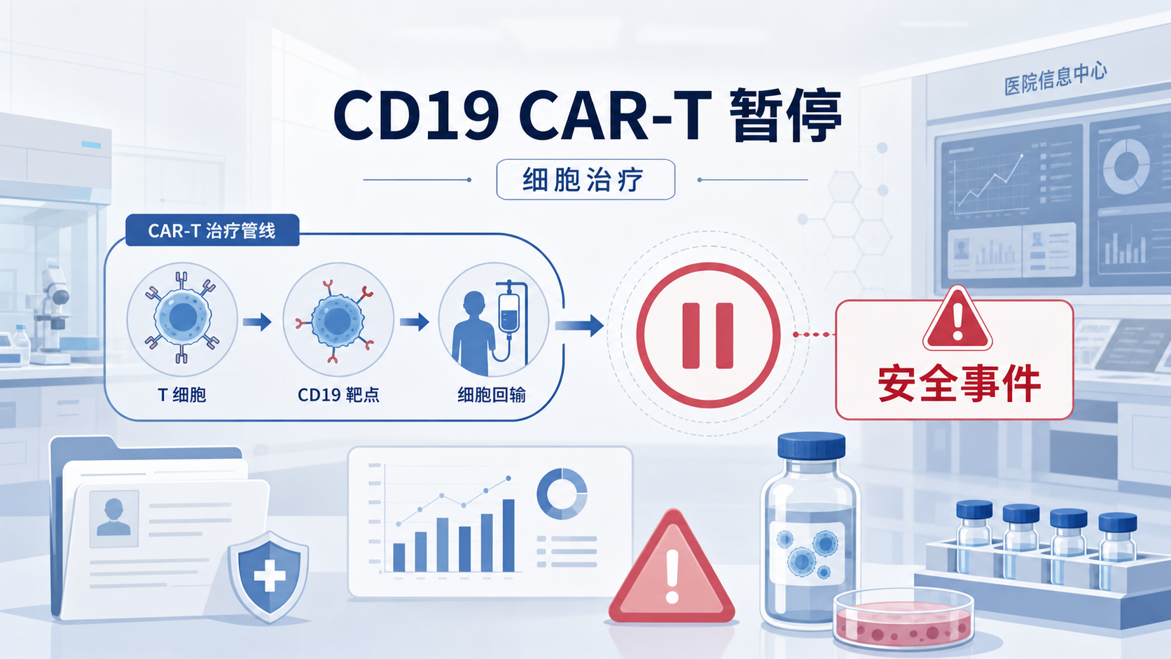 2026年9月6日资讯，本周细胞治疗领域爆出重磅安全事件：诺华暂停其自体 CD19 CAR-T 疗法 rap-cel（YTB323）在自身免疫疾病中的多项临床试验，原因是出现 3 例免疫效应细胞相关噬血细胞综合征（IEC-HS）导致的死亡；百时美施贵宝（BMS）也因监测到短暂且可逆的炎症事件，主动暂停 zola-cel 的自身免疫试验入组。这一"双巨头熔断"为曾被视为细胞治疗最热门扩张方向的自身免疫 CAR-T 赛道按下暂停键，也把"极速生产制备"背后的安全性问题推到台前。