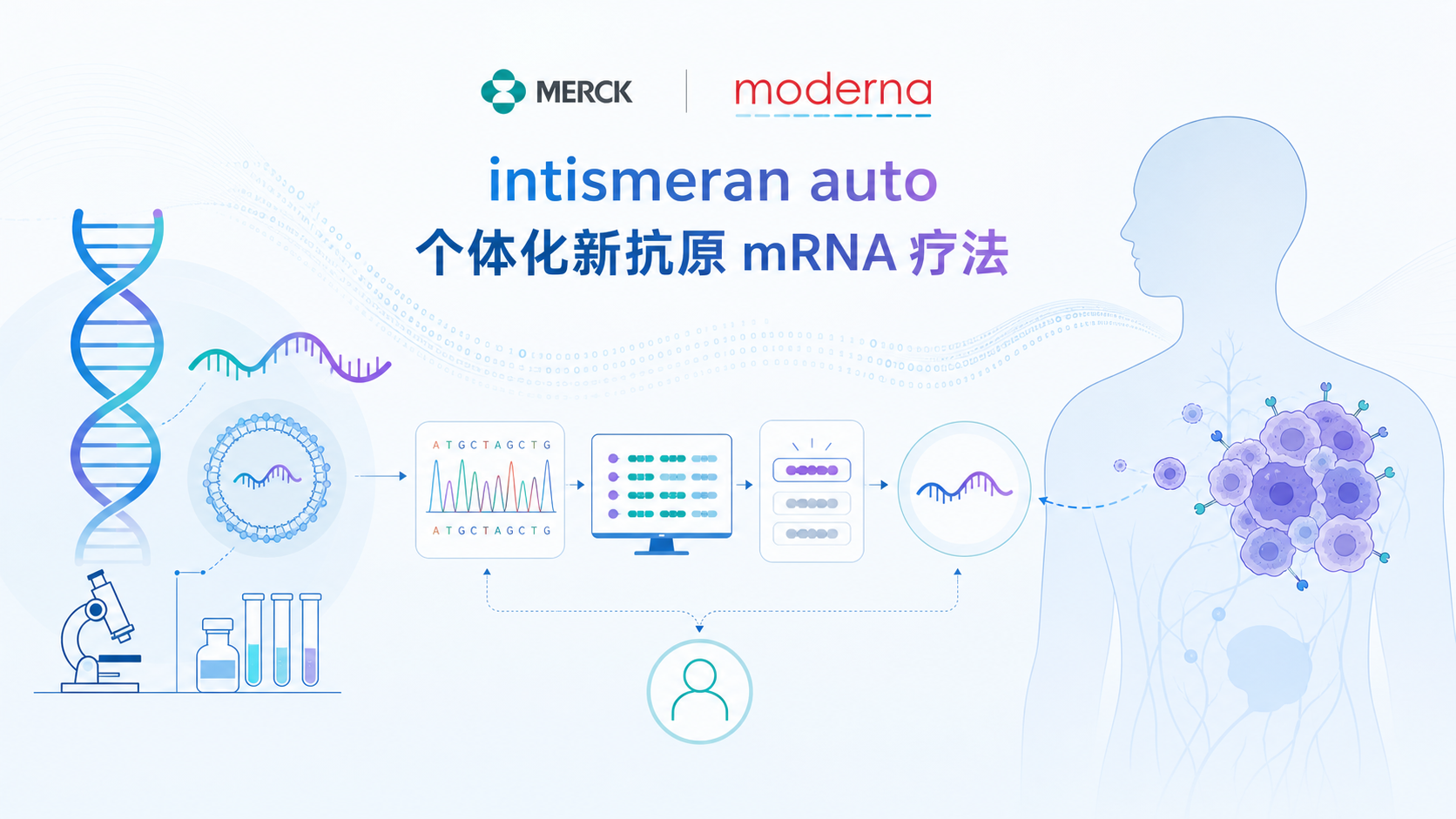 默沙东与 Moderna 联合宣布，个体化新抗原 mRNA 疗法 intismeran autogene（原 mRNA-4157/V940）联合 PD-1 抑制剂帕博利珠单抗（Keytruda），在完全切除的 IIB–IV 期黑色素瘤患者的 INTerpath-001 研究中达到无复发生存期（RFS）主要终点及无远处转移生存期（DMFS）关键次要终点。这是个体化新抗原疗法与 mRNA 癌症疫苗首次在 III 期随机试验中取得积极结果。本文解读其技术原理、临床意义与后续走向。