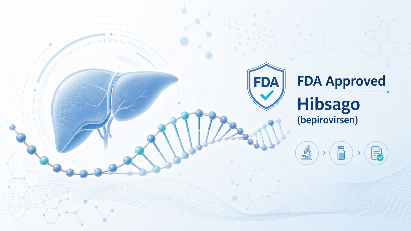 葛兰素史克(GSK)的反义寡核苷酸药物 Hibsago(bepirovirsen)获得美国 FDA 批准,用于联合核苷(酸)类似物治疗符合条件的无肝硬化慢性乙型肝炎成人患者。这是全球首个获批用于慢性乙肝治疗的反义寡核苷酸(ASO)药物,也是首个在注册性 III 期研究中证实可带来"功能性治愈"的疗法。两项 III 期试验(B-Well 1 与 B-Well 2)显示,治疗 6 个月后约 19% 的患者实现功能性治愈,而安慰剂组为零。