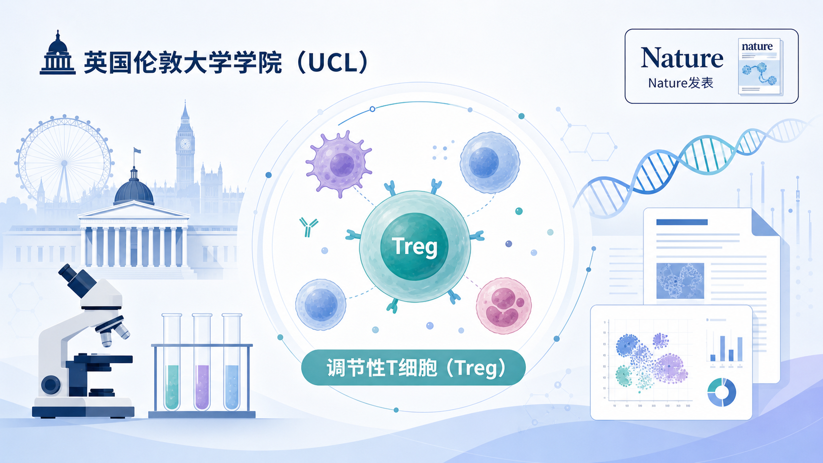 英国伦敦大学学院(UCL)团队在《自然》(Nature)发表研究,发现调节性 T 细胞(Treg)的异常活动可在肺癌影像学或症状出现之前数年即逐步累积,形成一种笼罩在免疫系统之上的"免疫迷雾",抑制免疫系统发现并清除新生肿瘤的能力。研究通过配对单细胞测序技术追踪了这一信号,并在动物模型中验证了通过药物逆转"迷雾"、恢复免疫监视的可行性,为高风险人群肺癌的早期预警与预防干预提供了全新思路。